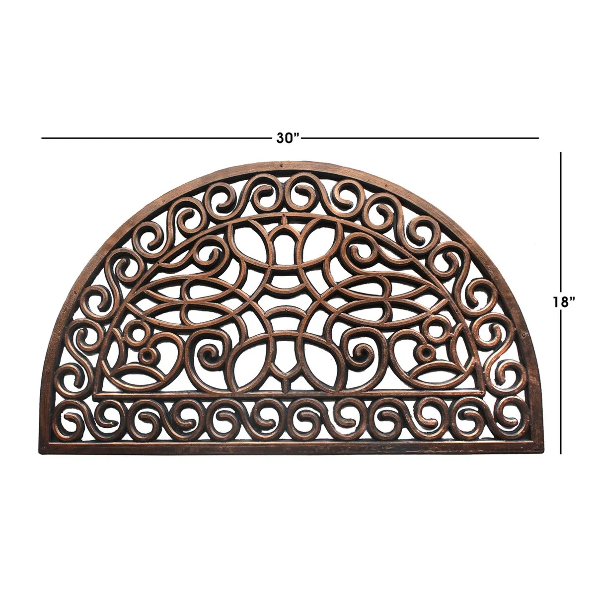 RugSmith Black Moulded Trellis Half-round Rubber Doormat. 18 x 30