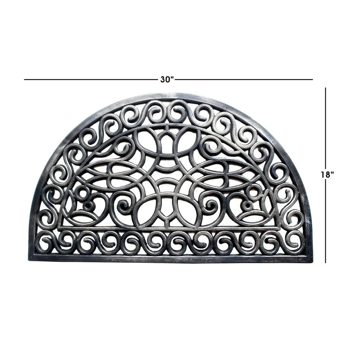 RugSmith Black Moulded Trellis Half-round Rubber Doormat. 18 x 30