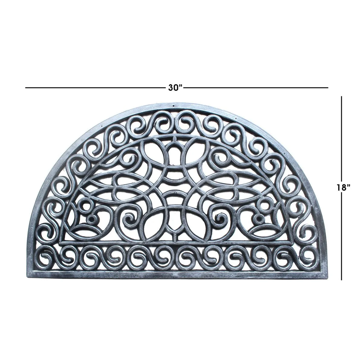 RugSmith Black Moulded Trellis Half-round Rubber Doormat. 18 x 30
