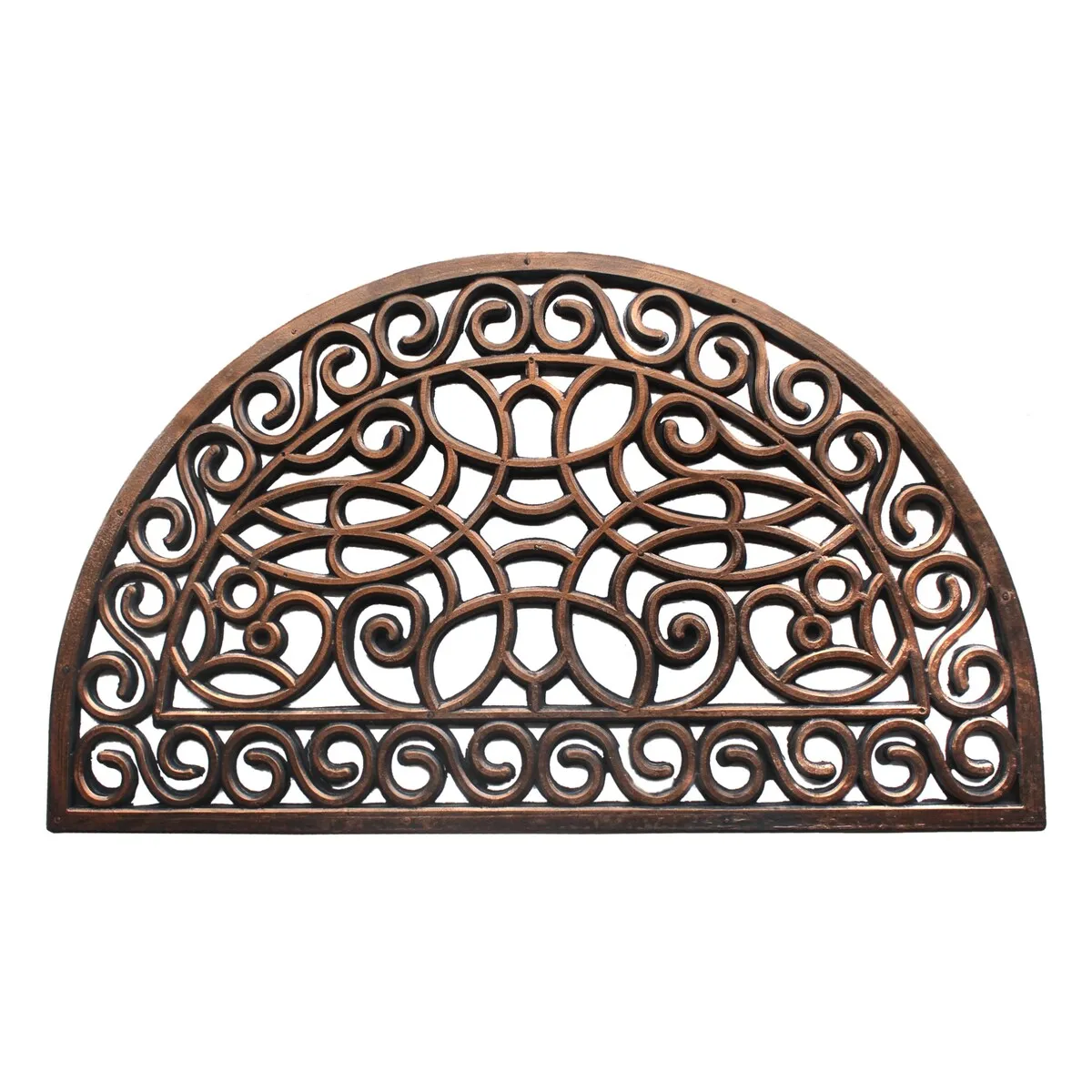 RugSmith Black Moulded Trellis Half-round Rubber Doormat. 18 x 30