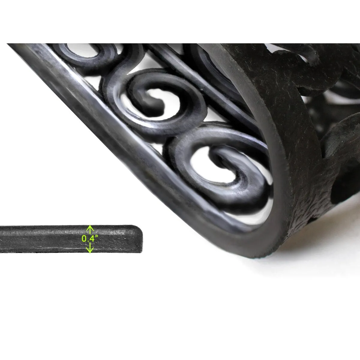RugSmith Black Moulded Trellis Half-round Rubber Doormat. 18 x 30