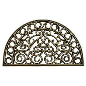 RugSmith Black Moulded Trellis Half-round Rubber Doormat. 18 x 30