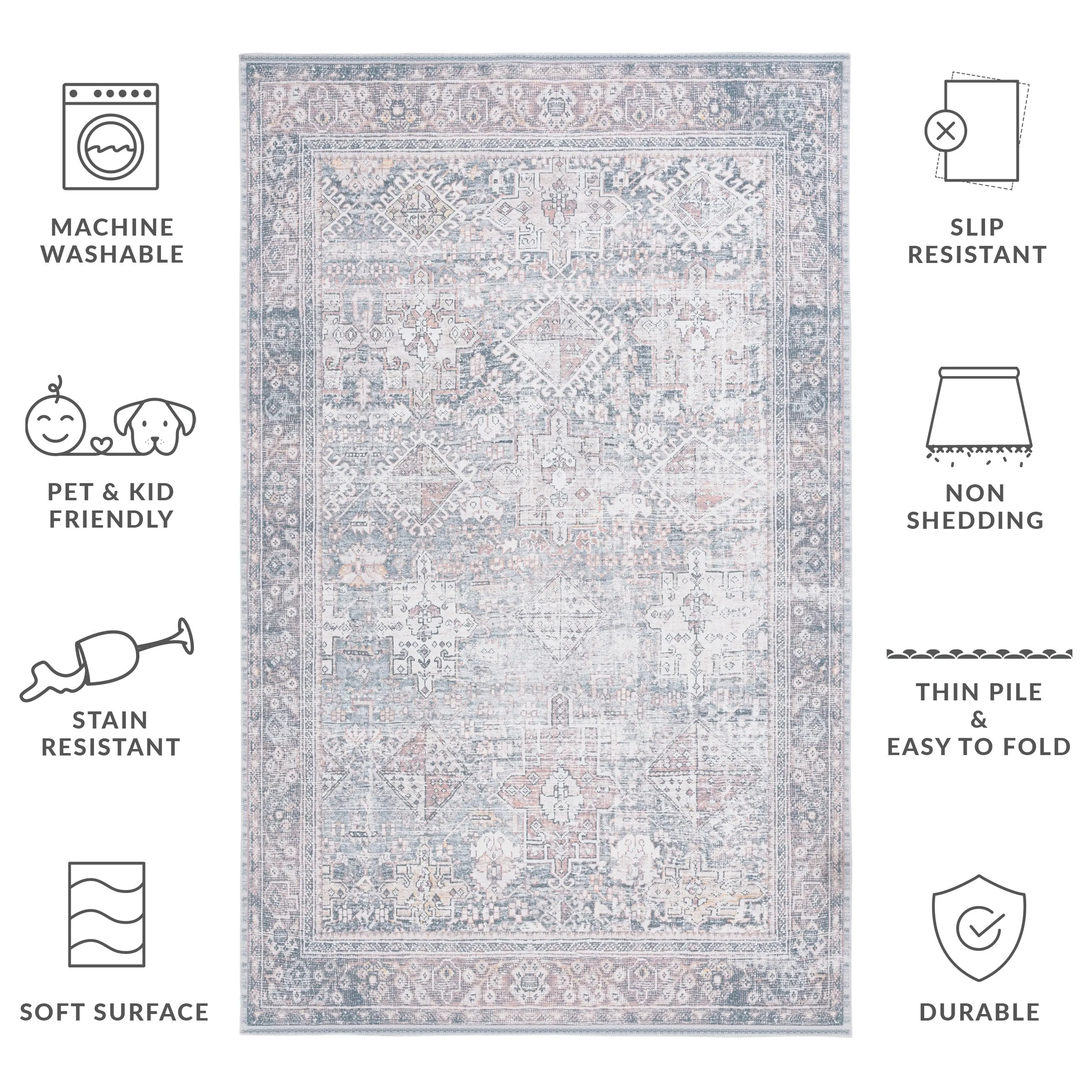 SAFAVIEH Arizona Karmija Vintage Machine Washable Rug