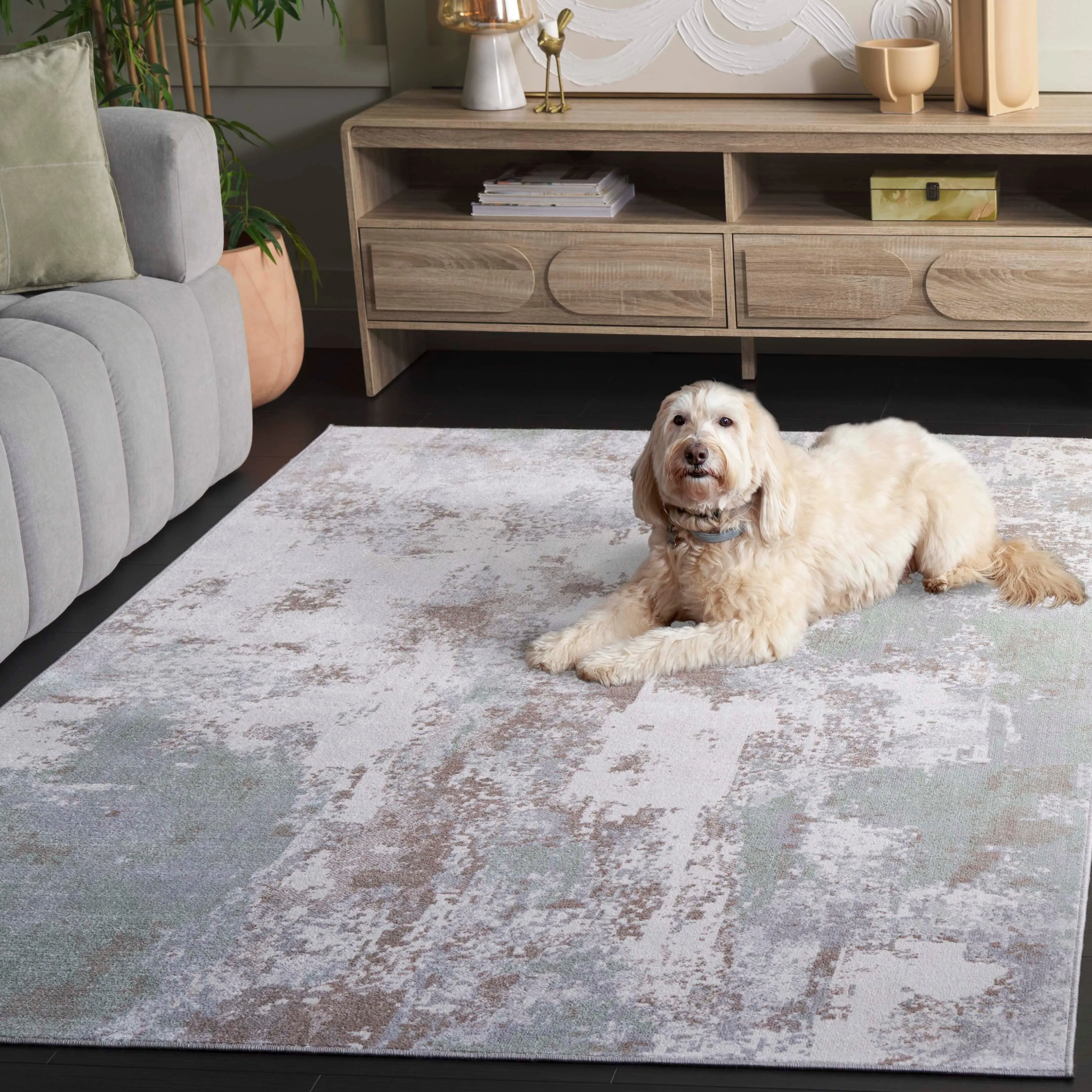 SAFAVIEH Bayside Machine Washable Drahusa Modern Abstract Rug
