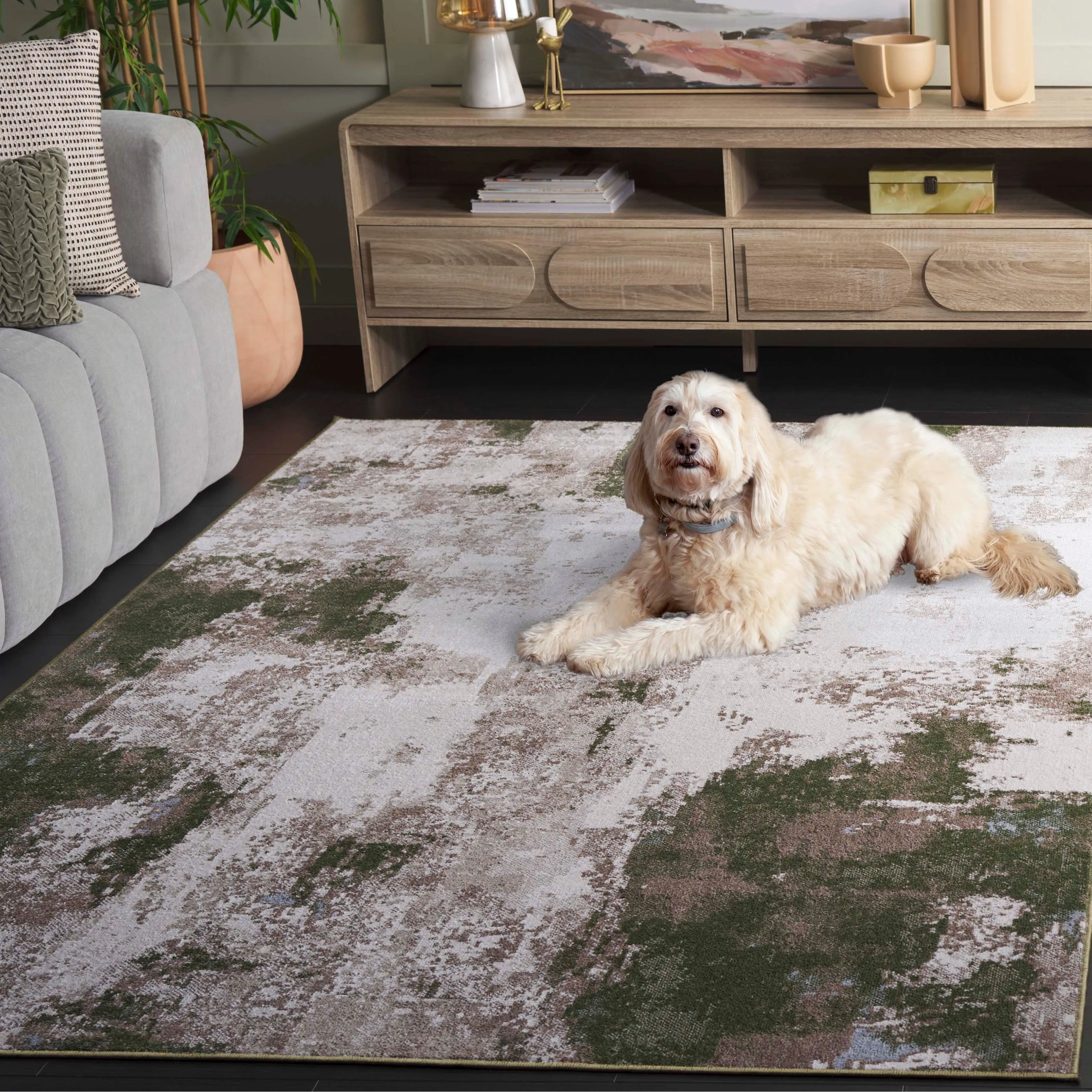 SAFAVIEH Bayside Machine Washable Drahusa Modern Abstract Rug
