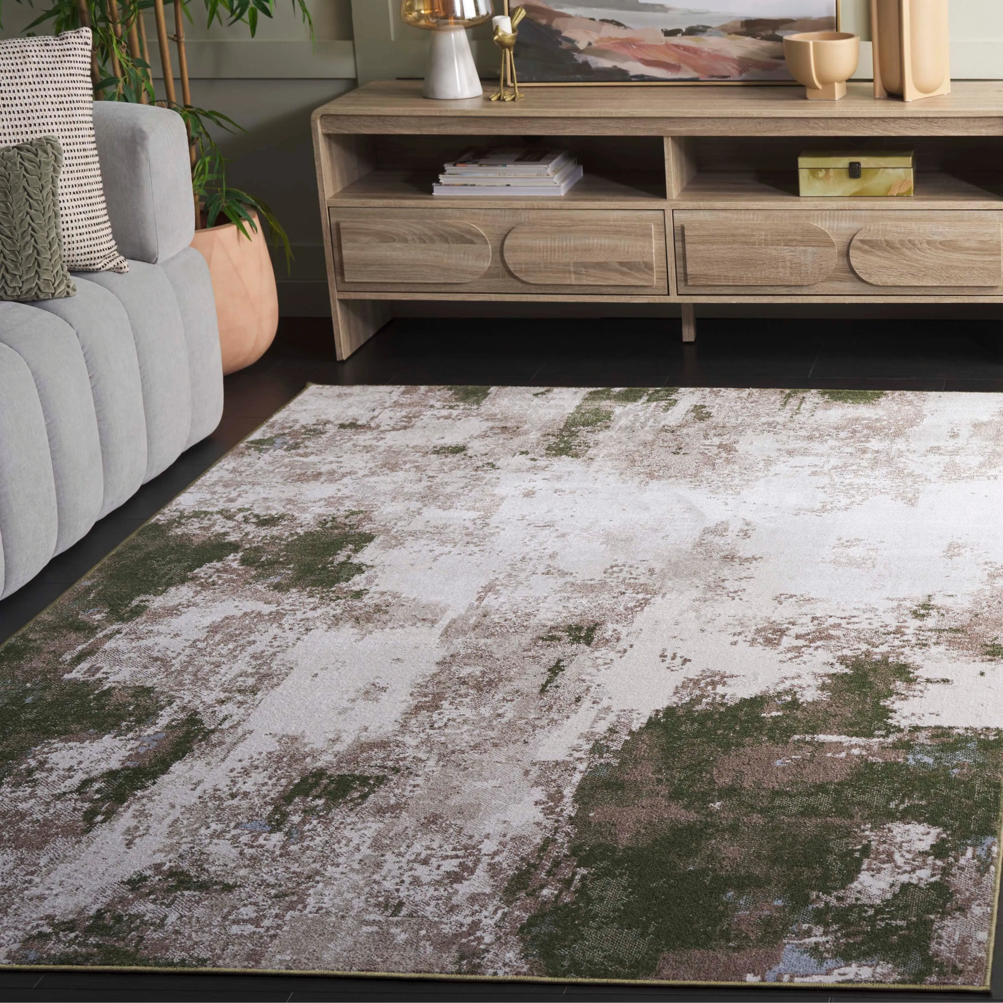 SAFAVIEH Bayside Machine Washable Drahusa Modern Abstract Rug