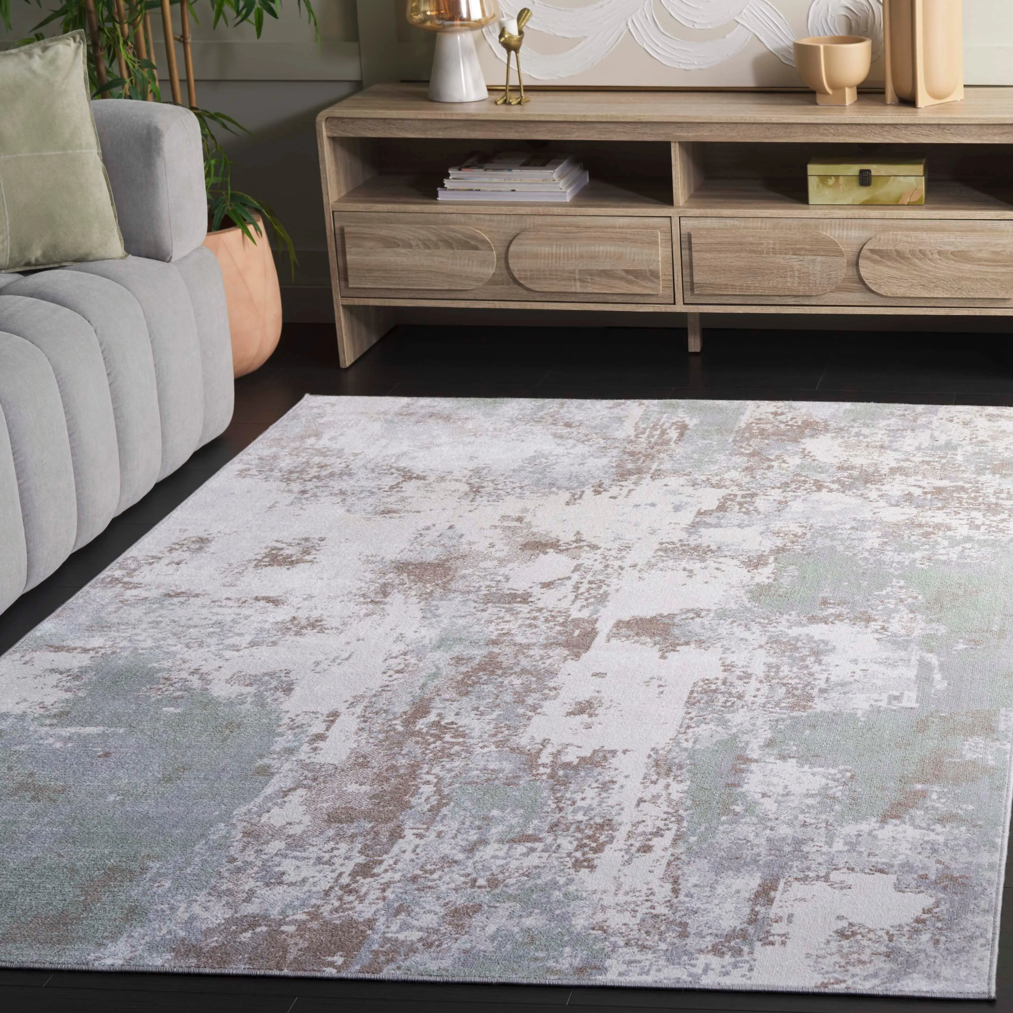 SAFAVIEH Bayside Machine Washable Drahusa Modern Abstract Rug