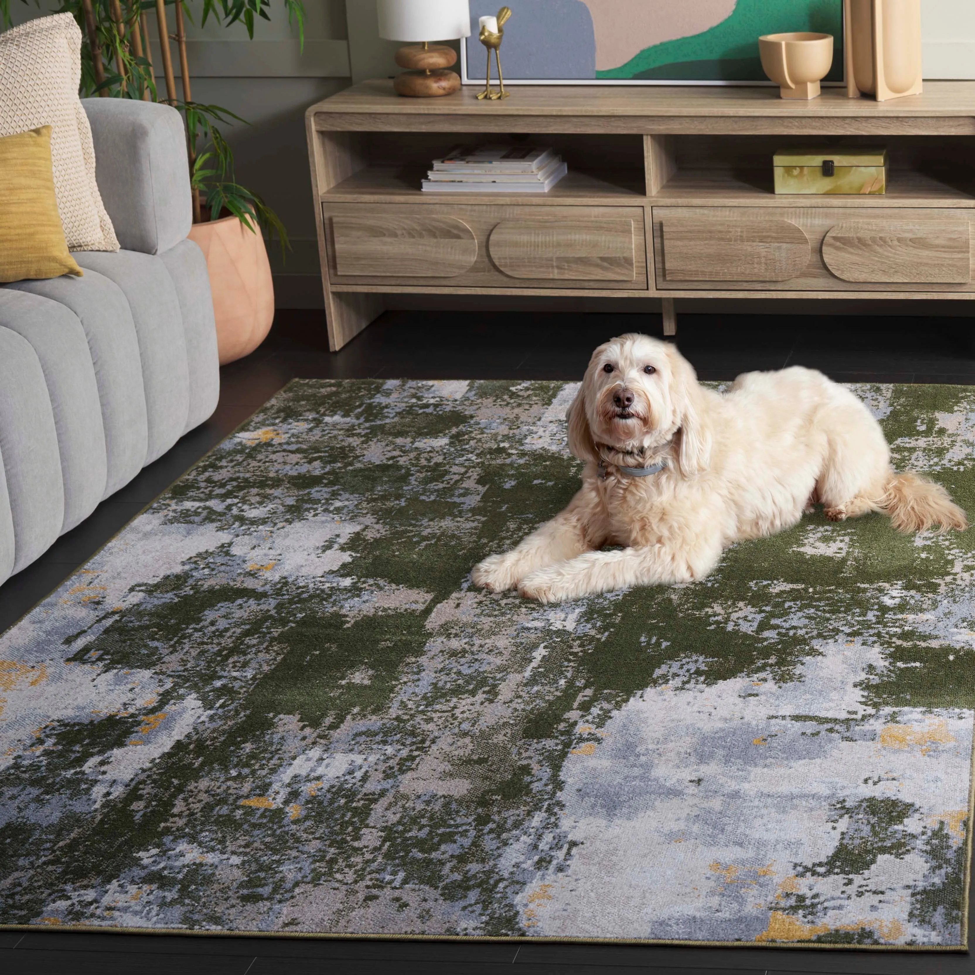 SAFAVIEH Bayside Machine Washable Drahusa Modern Abstract Rug