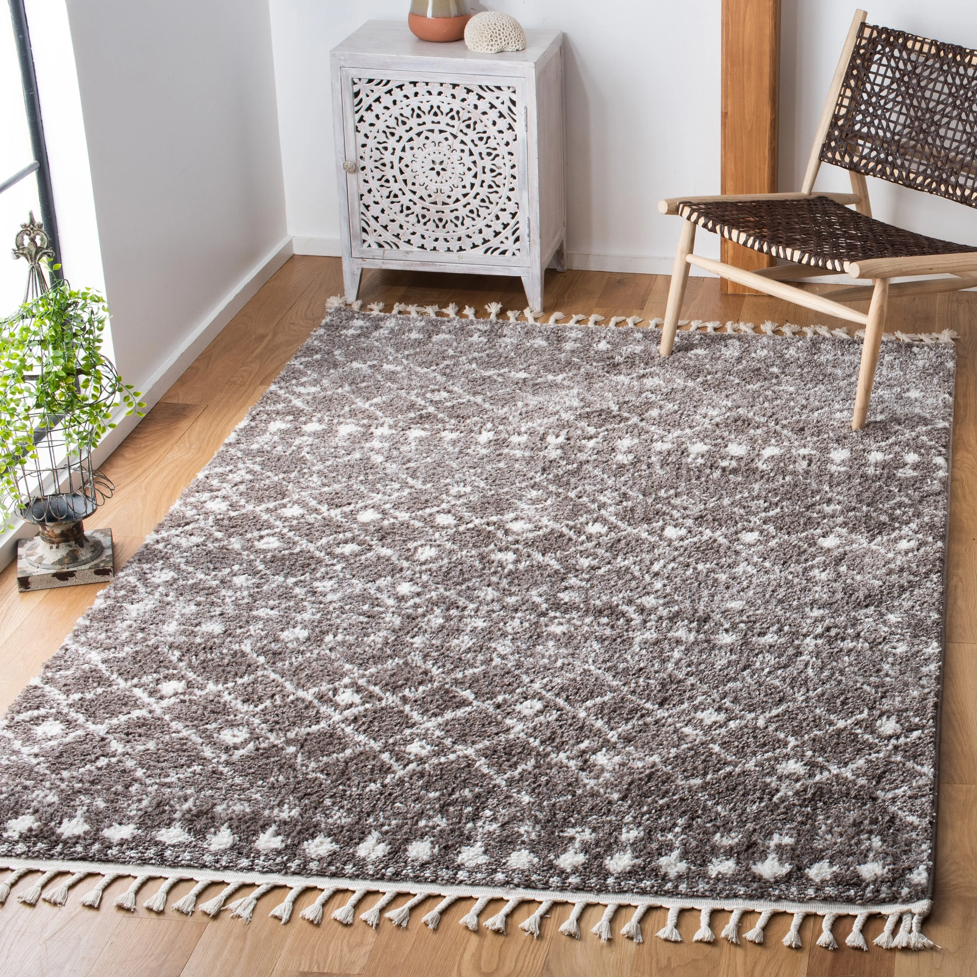 SAFAVIEH Berber Fringe Mirveta Liller Trellis Area Rug