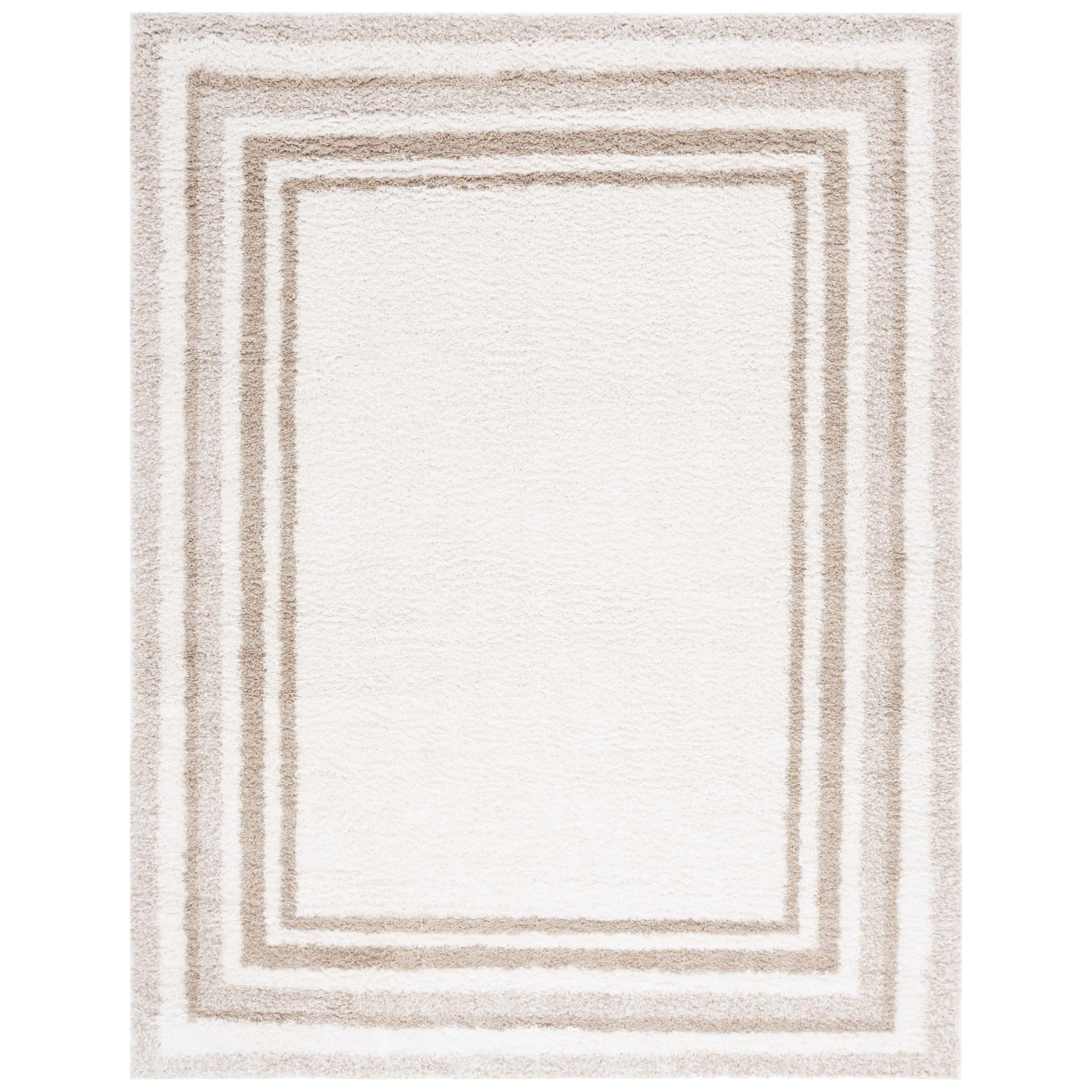 SAFAVIEH Border & Stripe Shag Rigoberta Modern 1.4-inch Thick