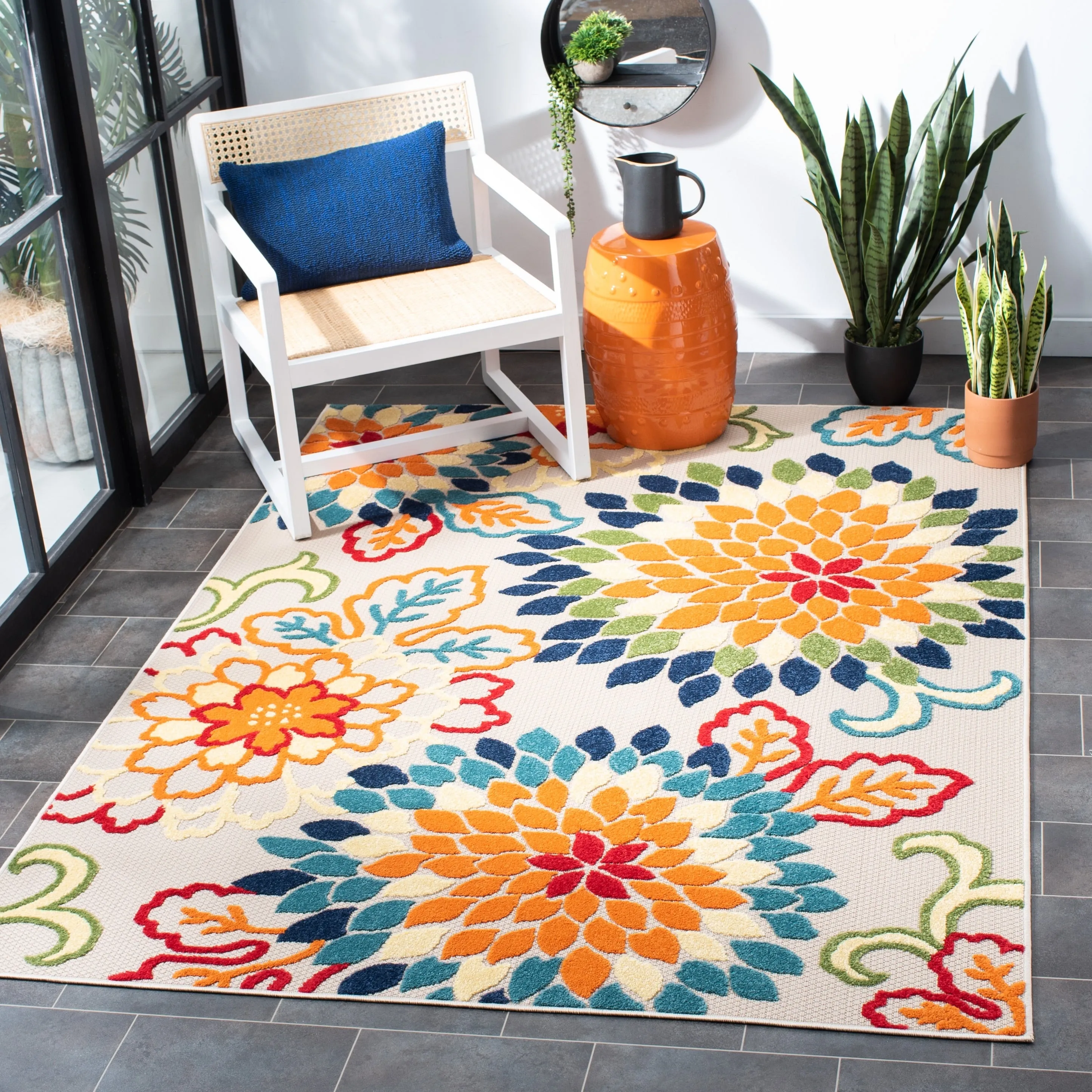SAFAVIEH Cabana Ortrun Indoor/ Outdoor Waterproof Patio Floral Rug
