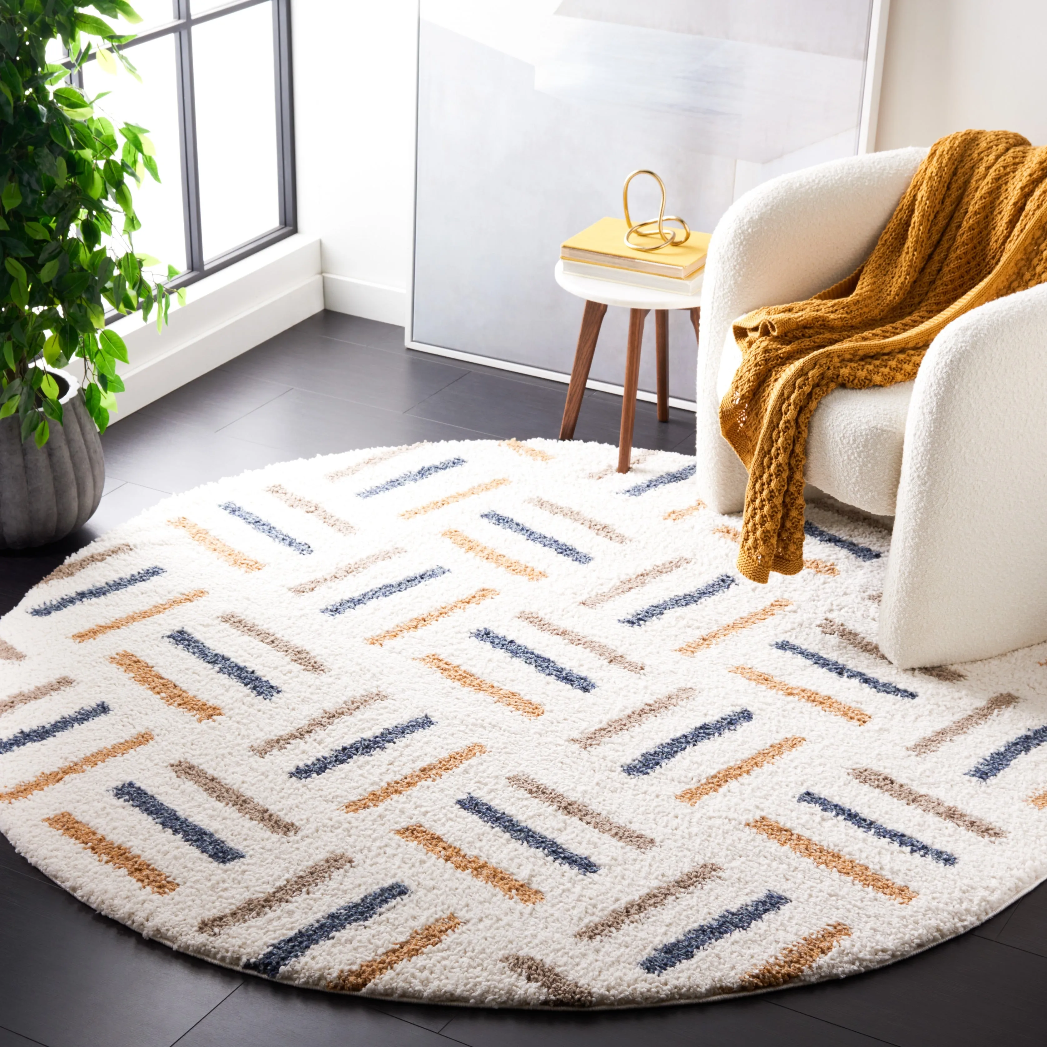 SAFAVIEH Calico Shag Orly Geometric 1.5-inch Thick Rug