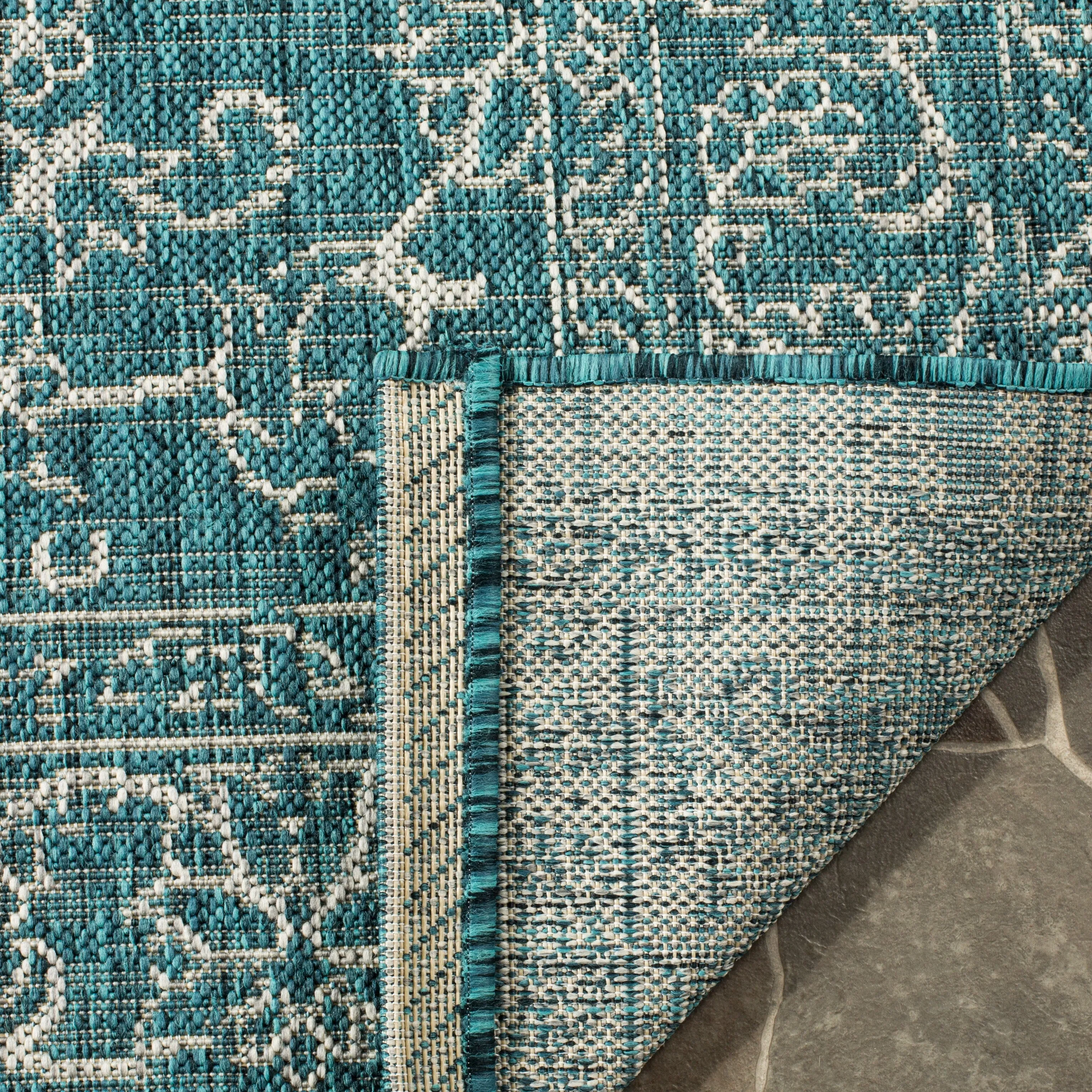 SAFAVIEH Courtyard Aquata Indoor/ Outdoor Waterproof Patio Backyard Rug - Turquoise - 5'3 x 7'7
