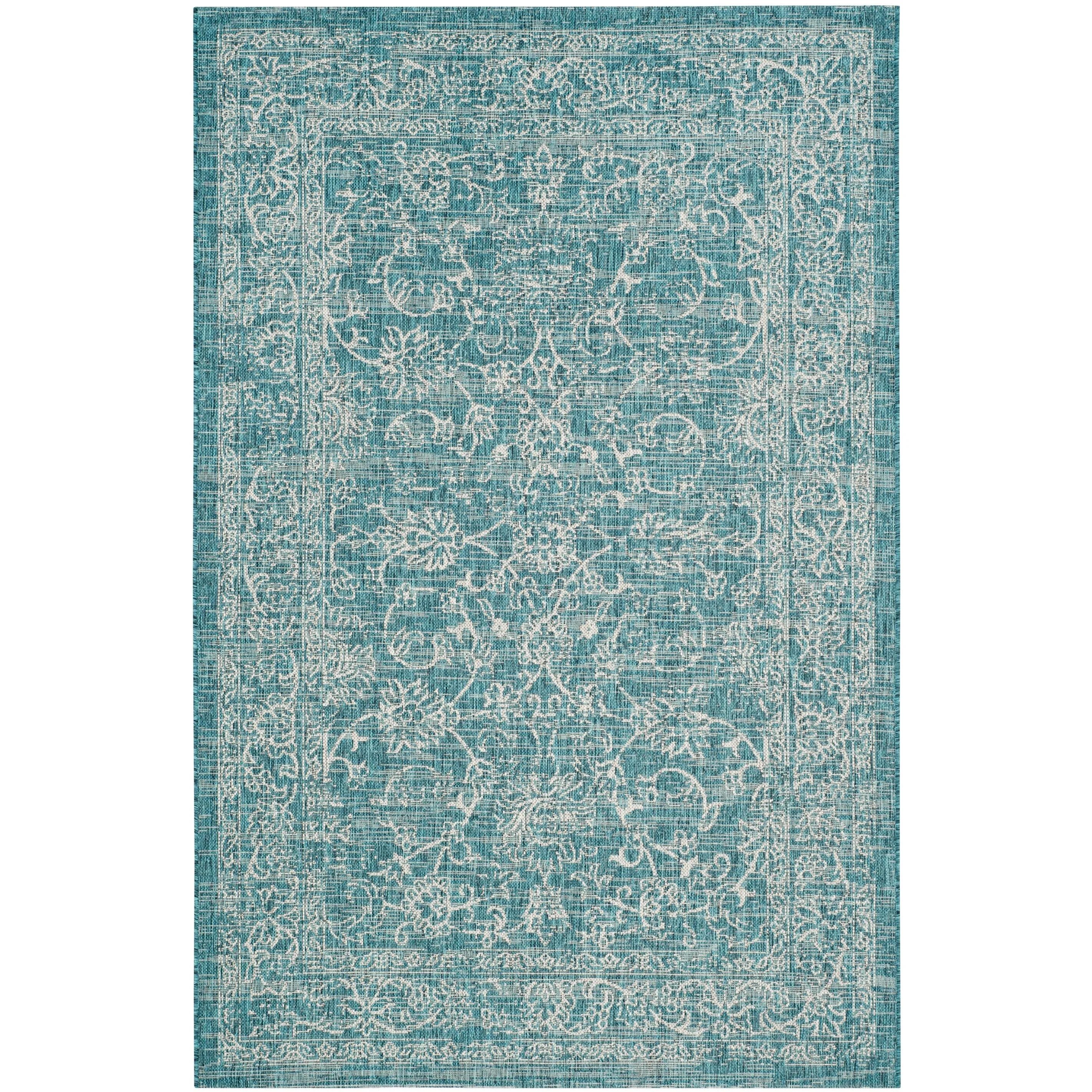 SAFAVIEH Courtyard Aquata Indoor/ Outdoor Waterproof Patio Backyard Rug - Turquoise - 5'3 x 7'7