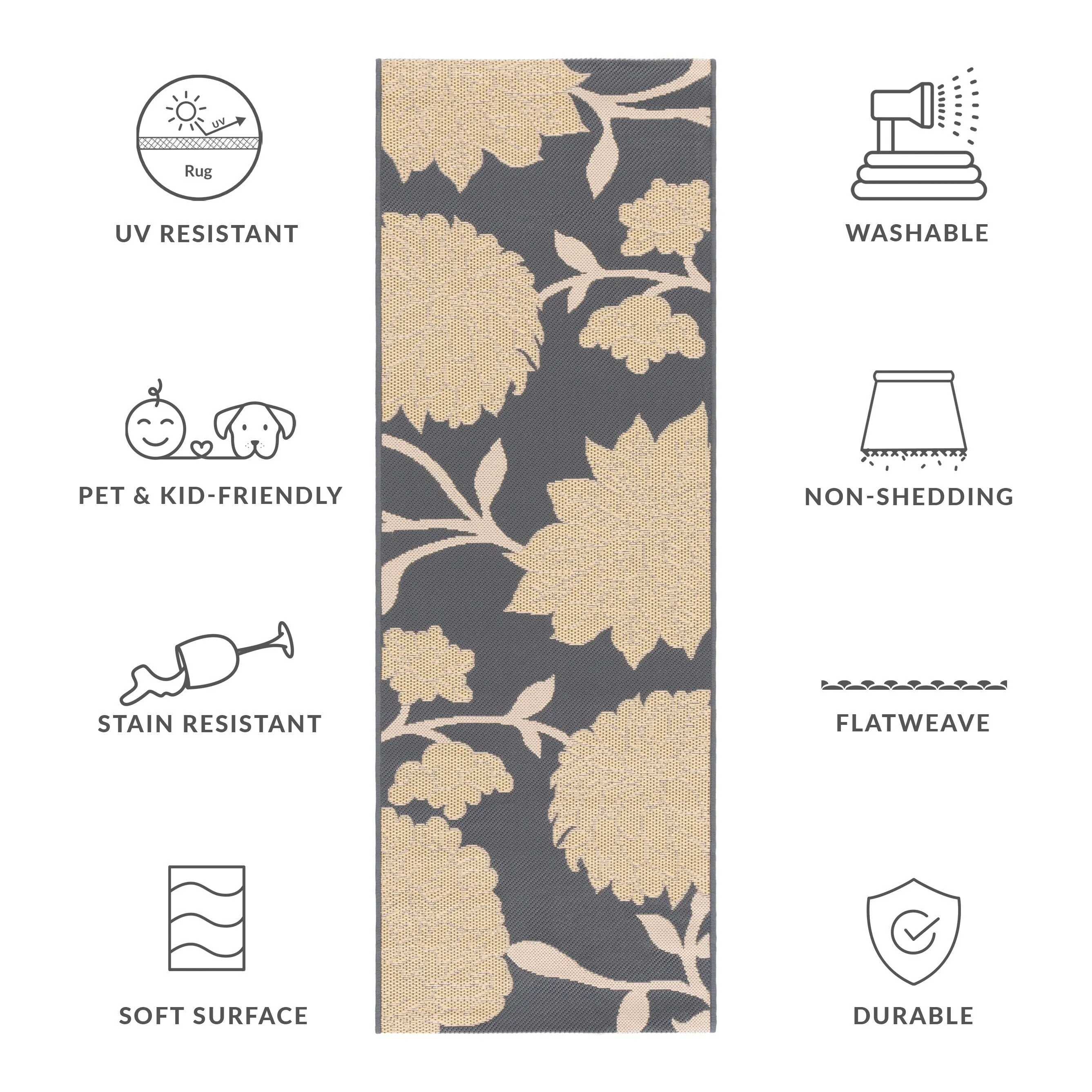 SAFAVIEH Courtyard Damaris Floral Indoor/ Outdoor Waterproof Patio Backyard Rug