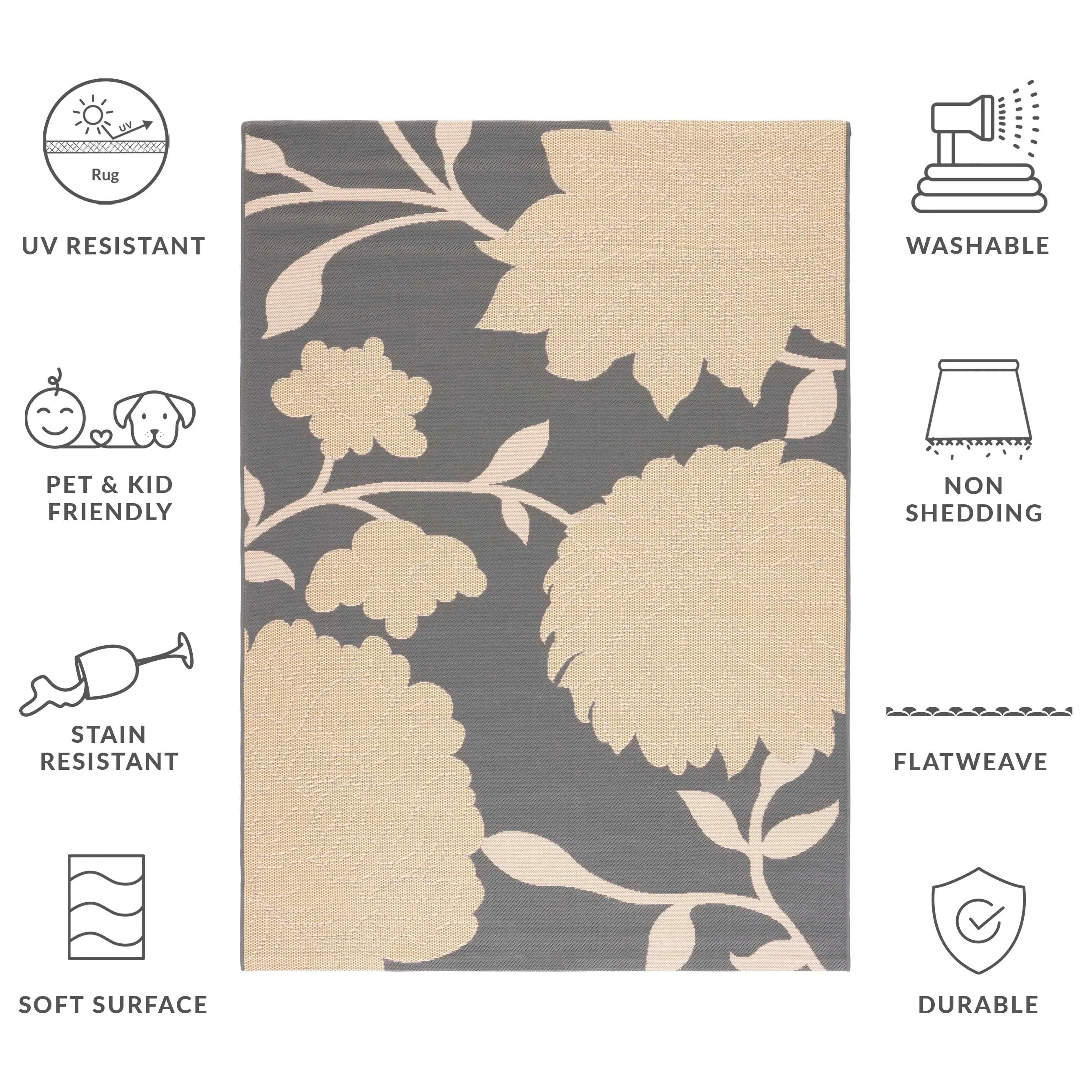 SAFAVIEH Courtyard Damaris Floral Indoor/ Outdoor Waterproof Patio Backyard Rug