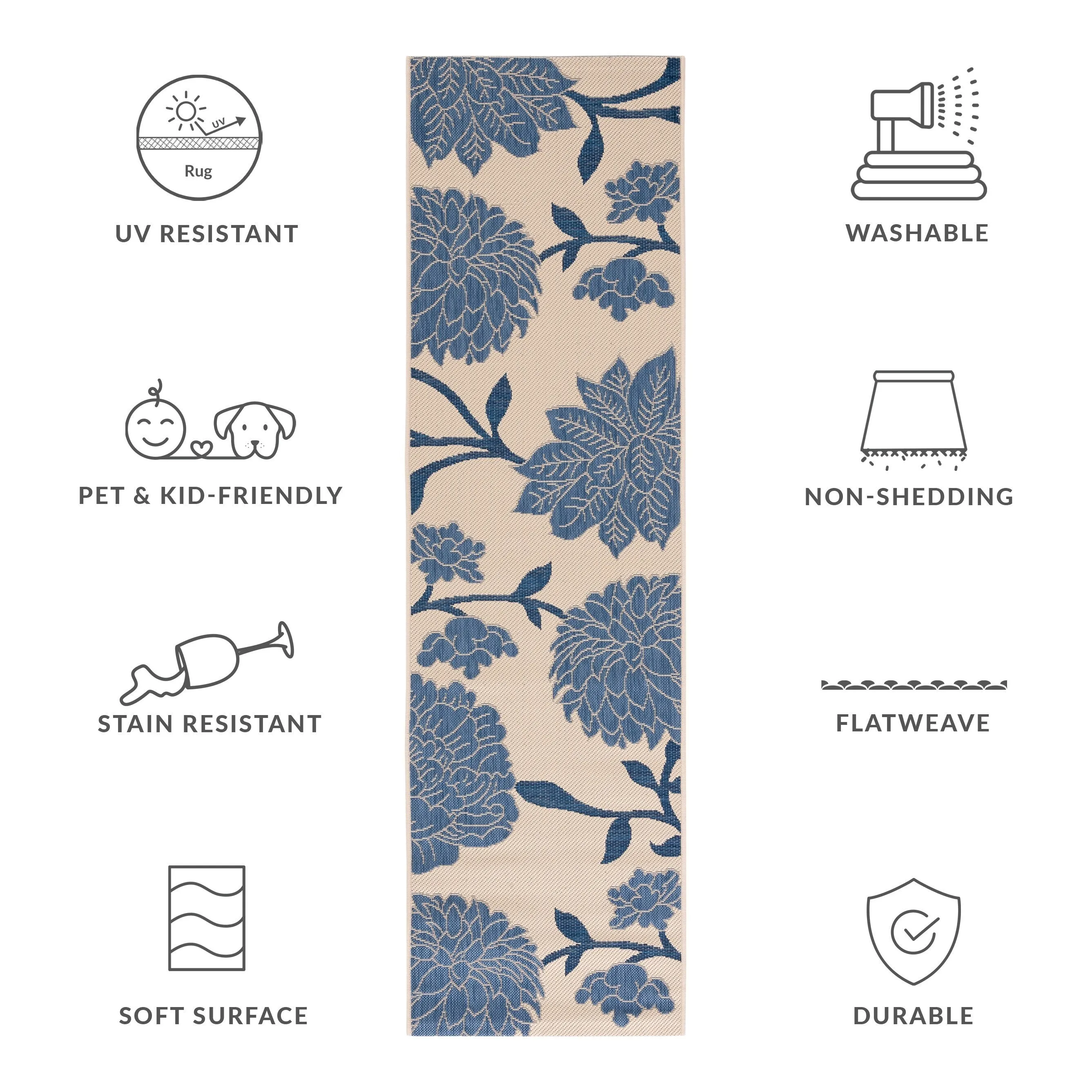 SAFAVIEH Courtyard Damaris Floral Indoor/ Outdoor Waterproof Patio Backyard Rug