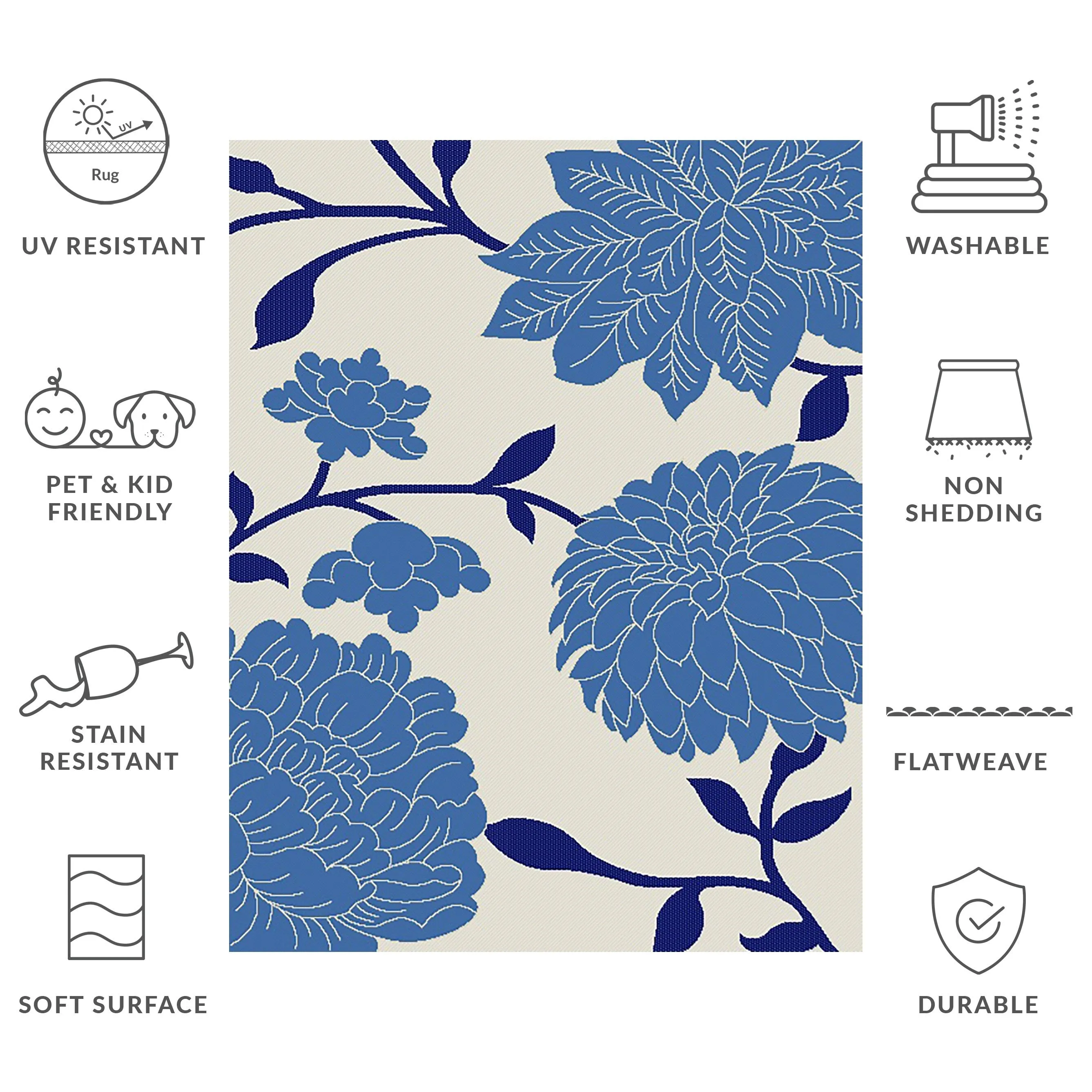 SAFAVIEH Courtyard Damaris Floral Indoor/ Outdoor Waterproof Patio Backyard Rug