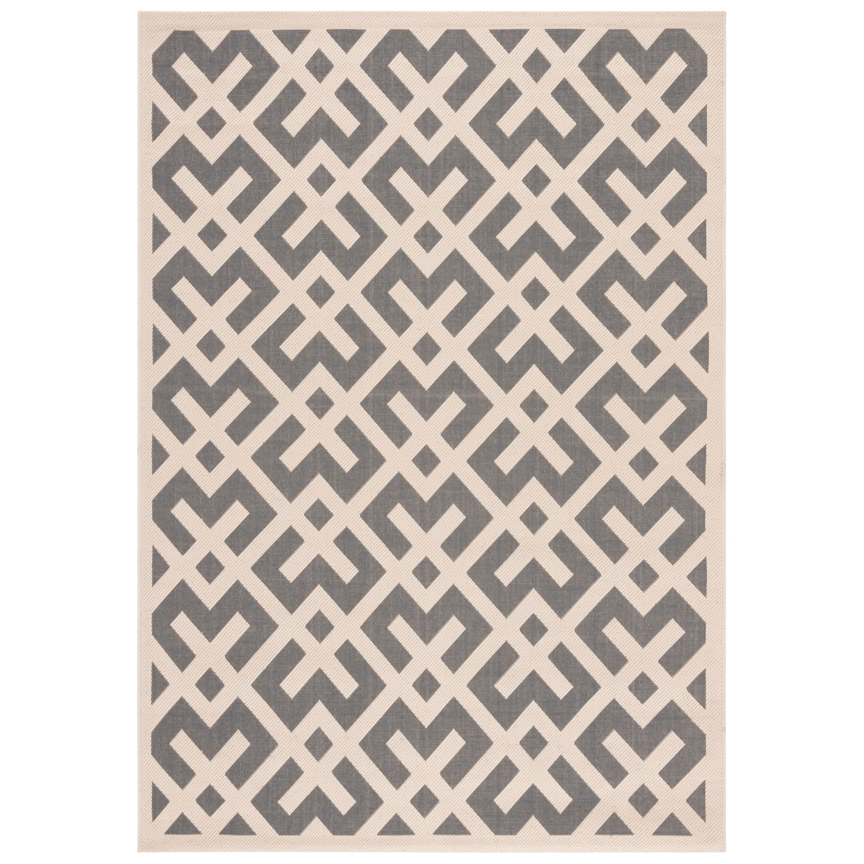 SAFAVIEH Courtyard Marita Indoor/ Outdoor Waterproof Patio Backyard Rug - Grey/Bone - 5'3 x 7'7