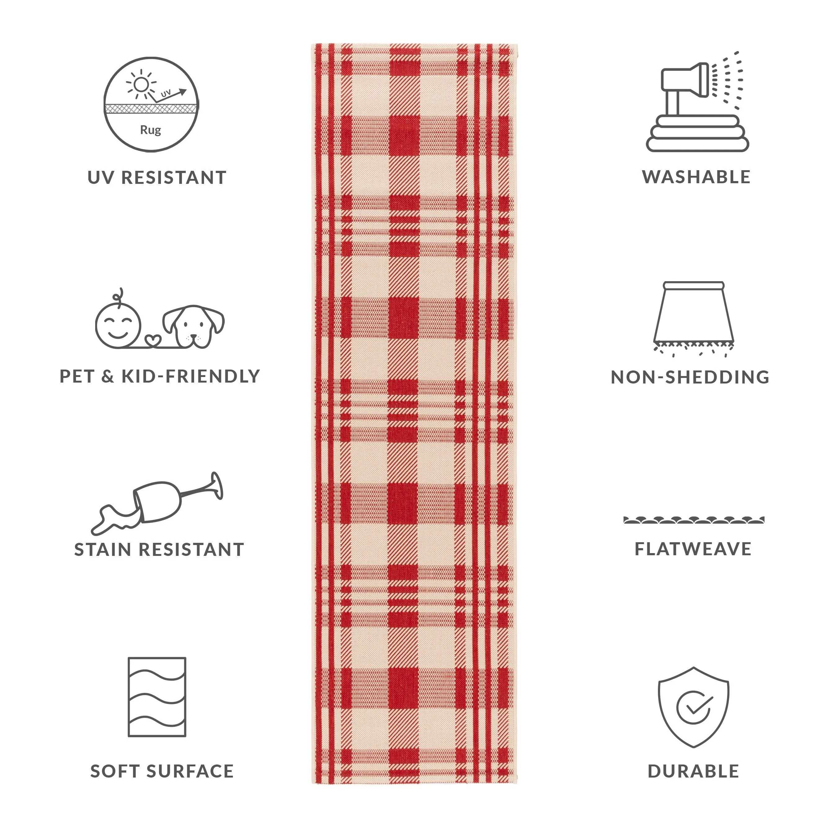 SAFAVIEH Courtyard Oriole Plaid Indoor/ Outdoor Waterproof Patio Backyard.