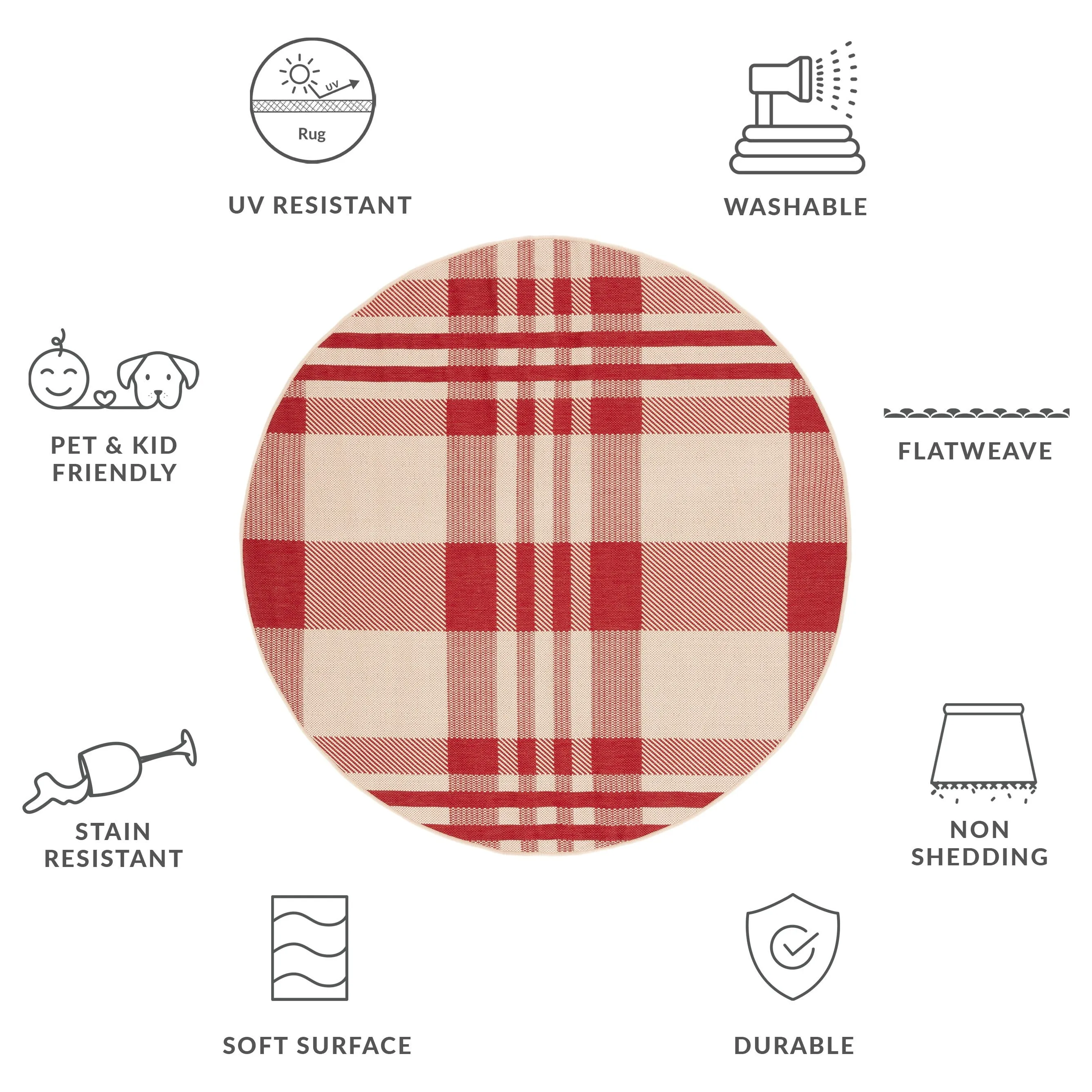SAFAVIEH Courtyard Oriole Plaid Indoor/ Outdoor Waterproof Patio Backyard.