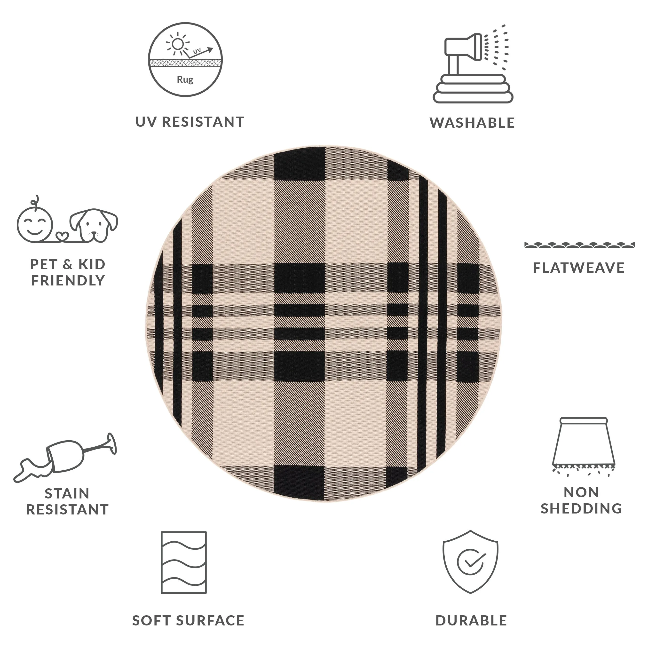 SAFAVIEH Courtyard Oriole Plaid Indoor/ Outdoor Waterproof Patio Backyard.