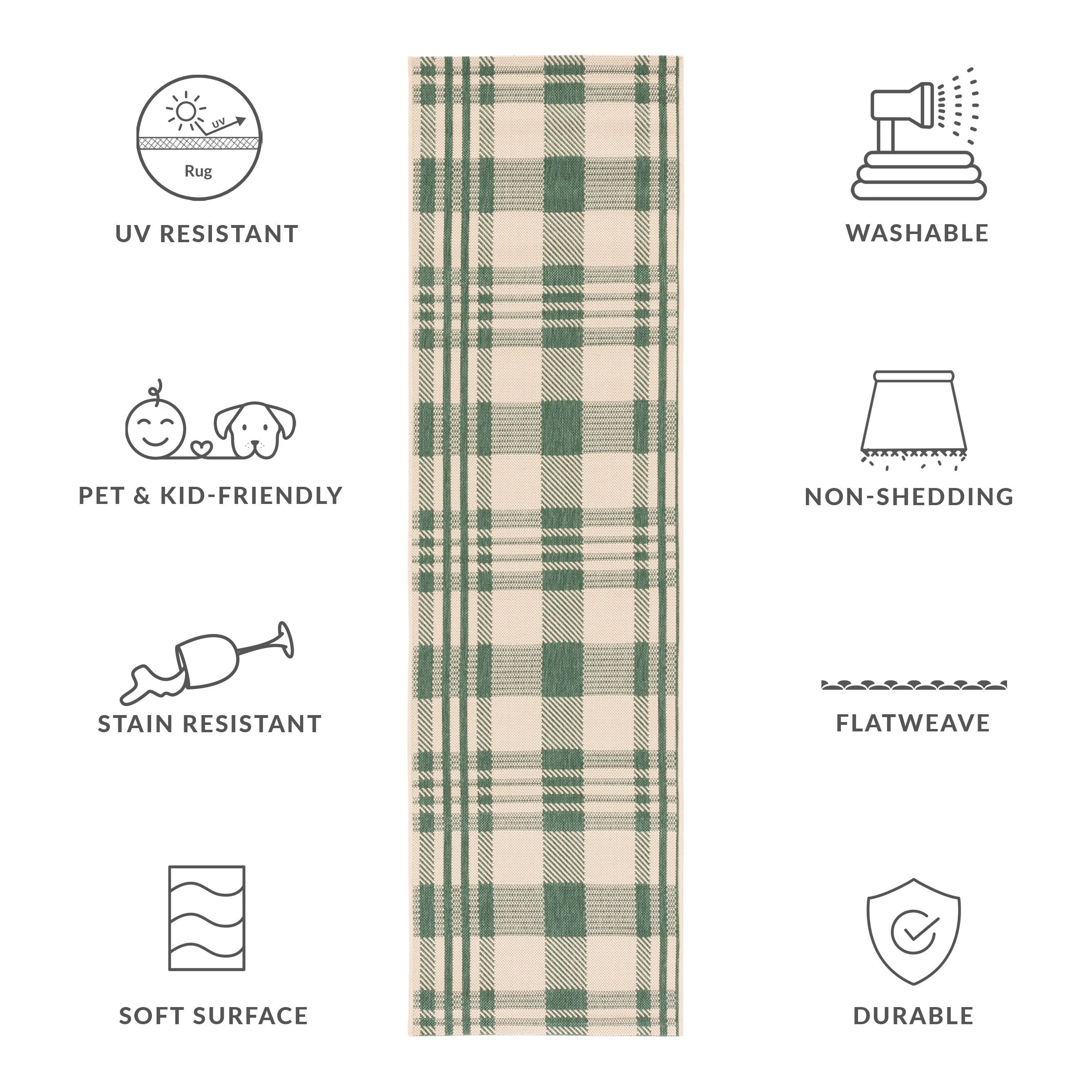 SAFAVIEH Courtyard Oriole Plaid Indoor/ Outdoor Waterproof Patio Backyard.