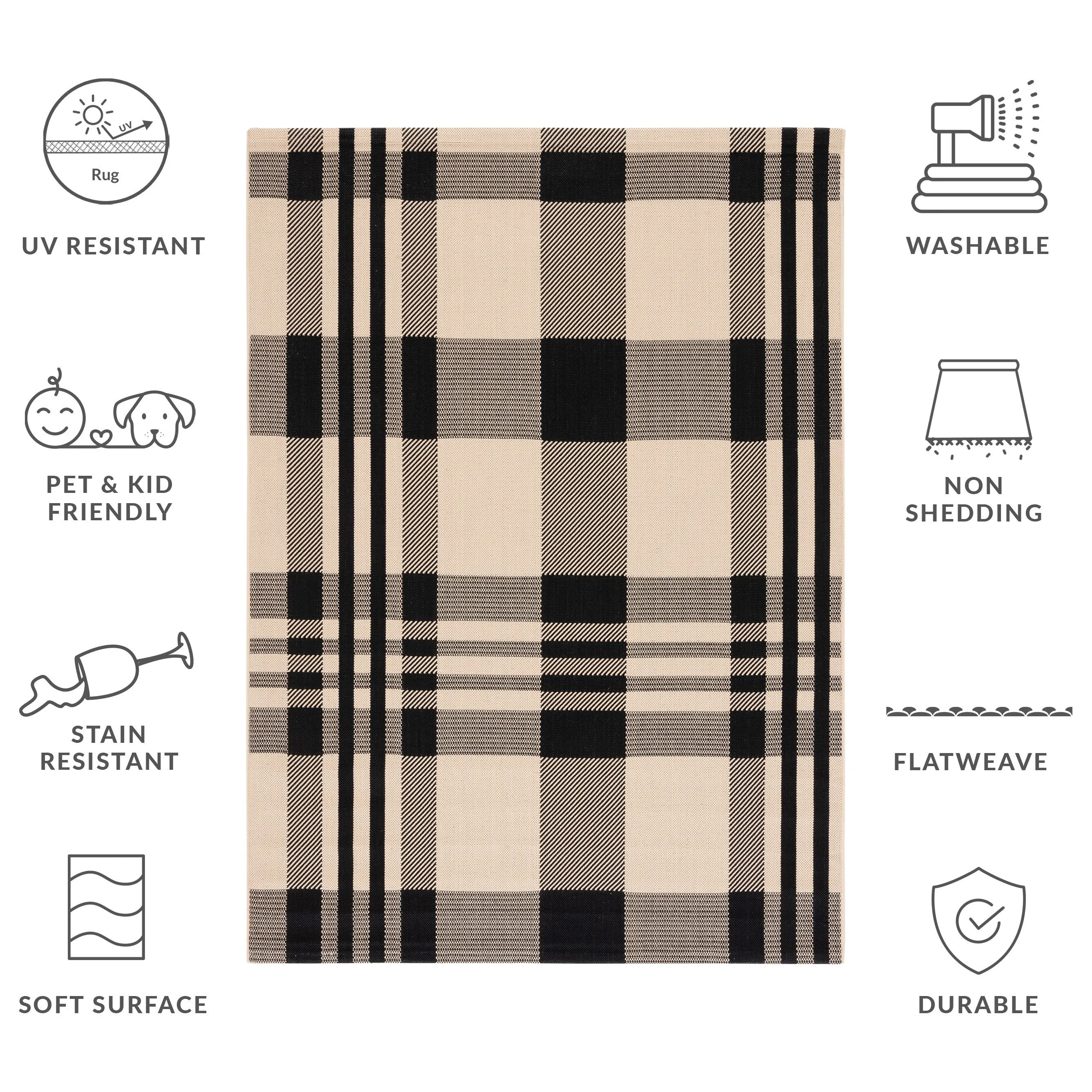 SAFAVIEH Courtyard Oriole Plaid Indoor/ Outdoor Waterproof Patio Backyard.