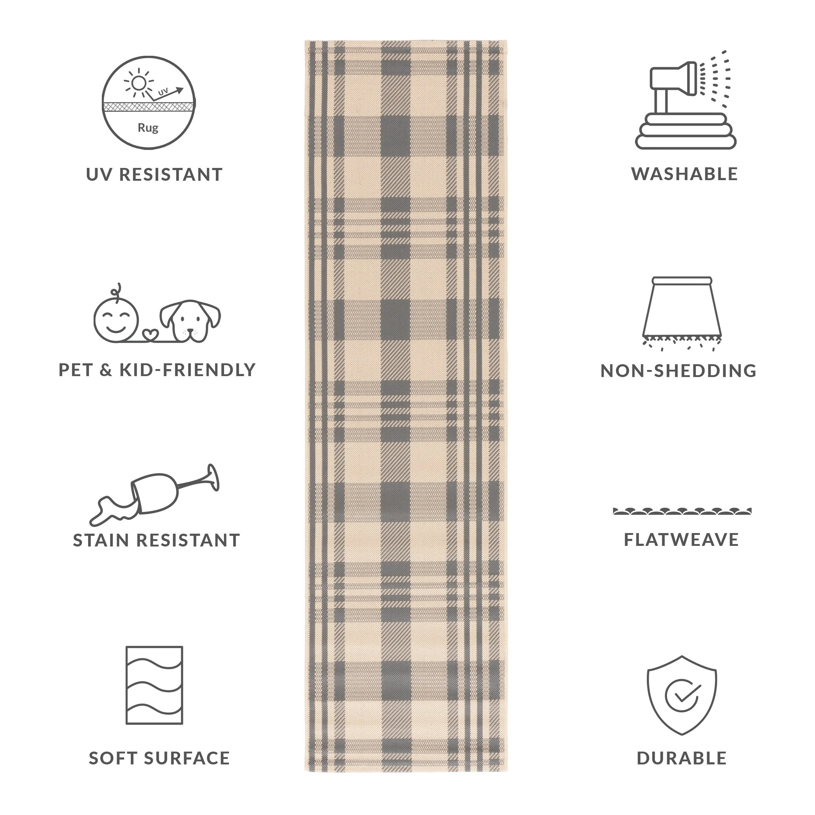 SAFAVIEH Courtyard Oriole Plaid Indoor/ Outdoor Waterproof Patio Backyard.
