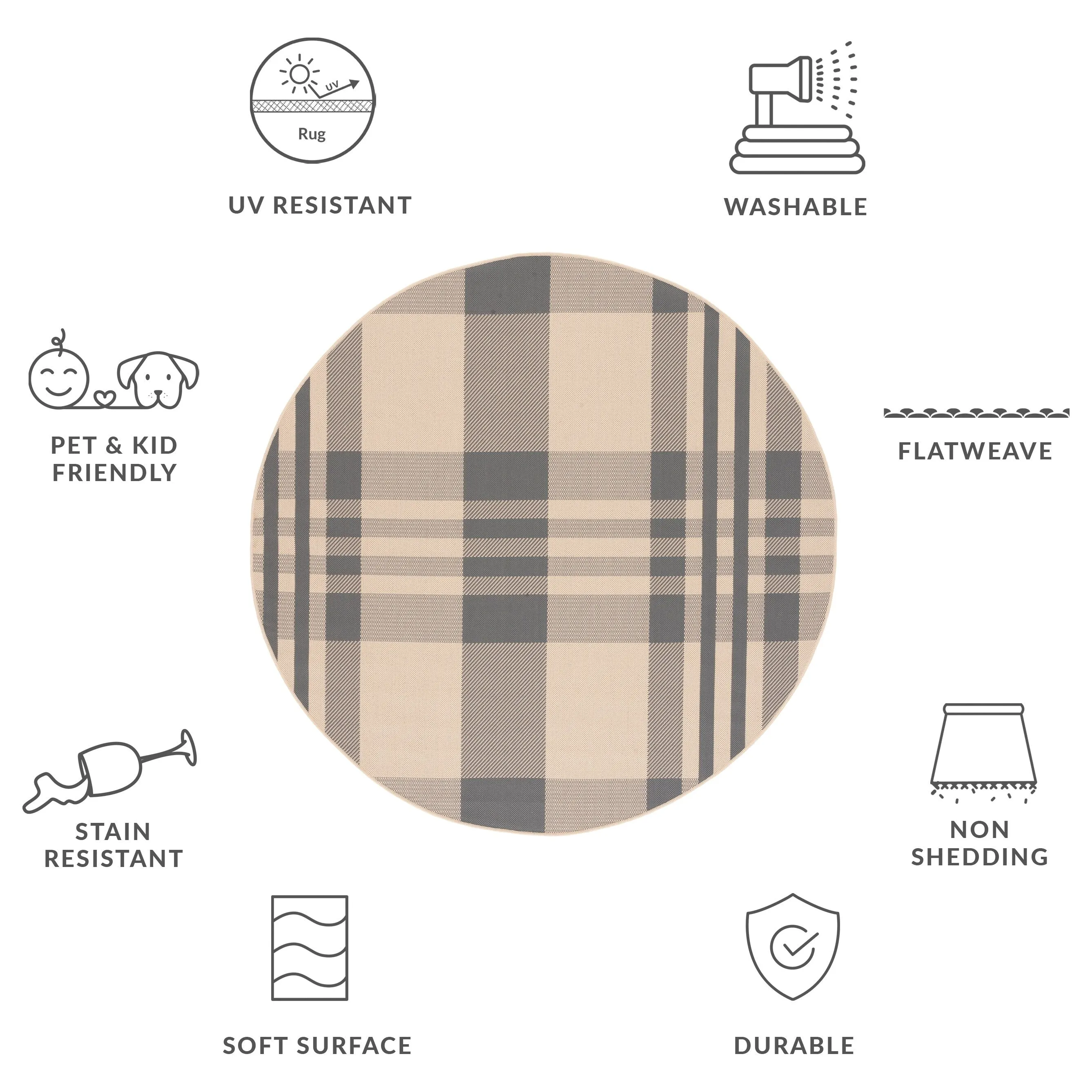 SAFAVIEH Courtyard Oriole Plaid Indoor/ Outdoor Waterproof Patio Backyard.