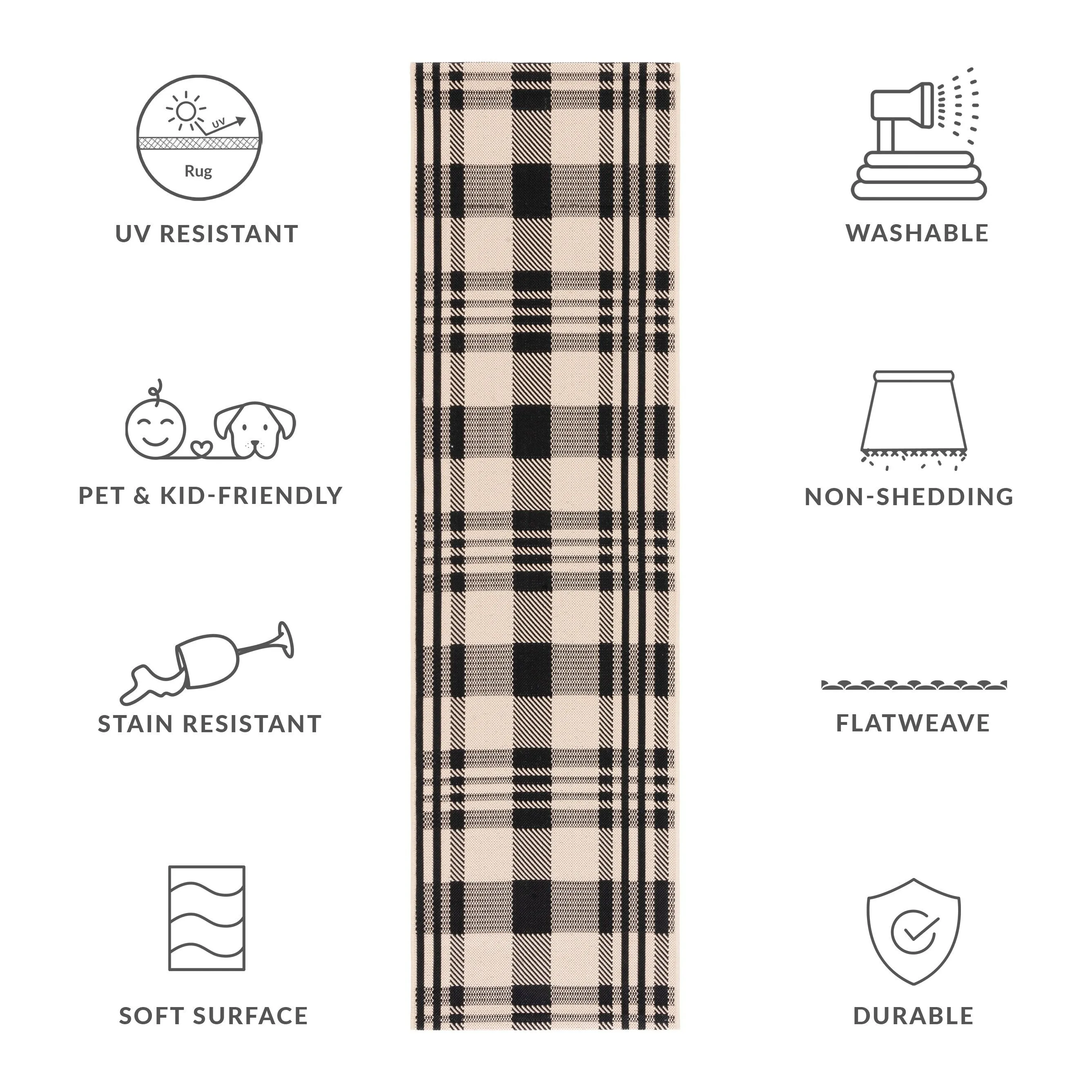 SAFAVIEH Courtyard Oriole Plaid Indoor/ Outdoor Waterproof Patio Backyard.