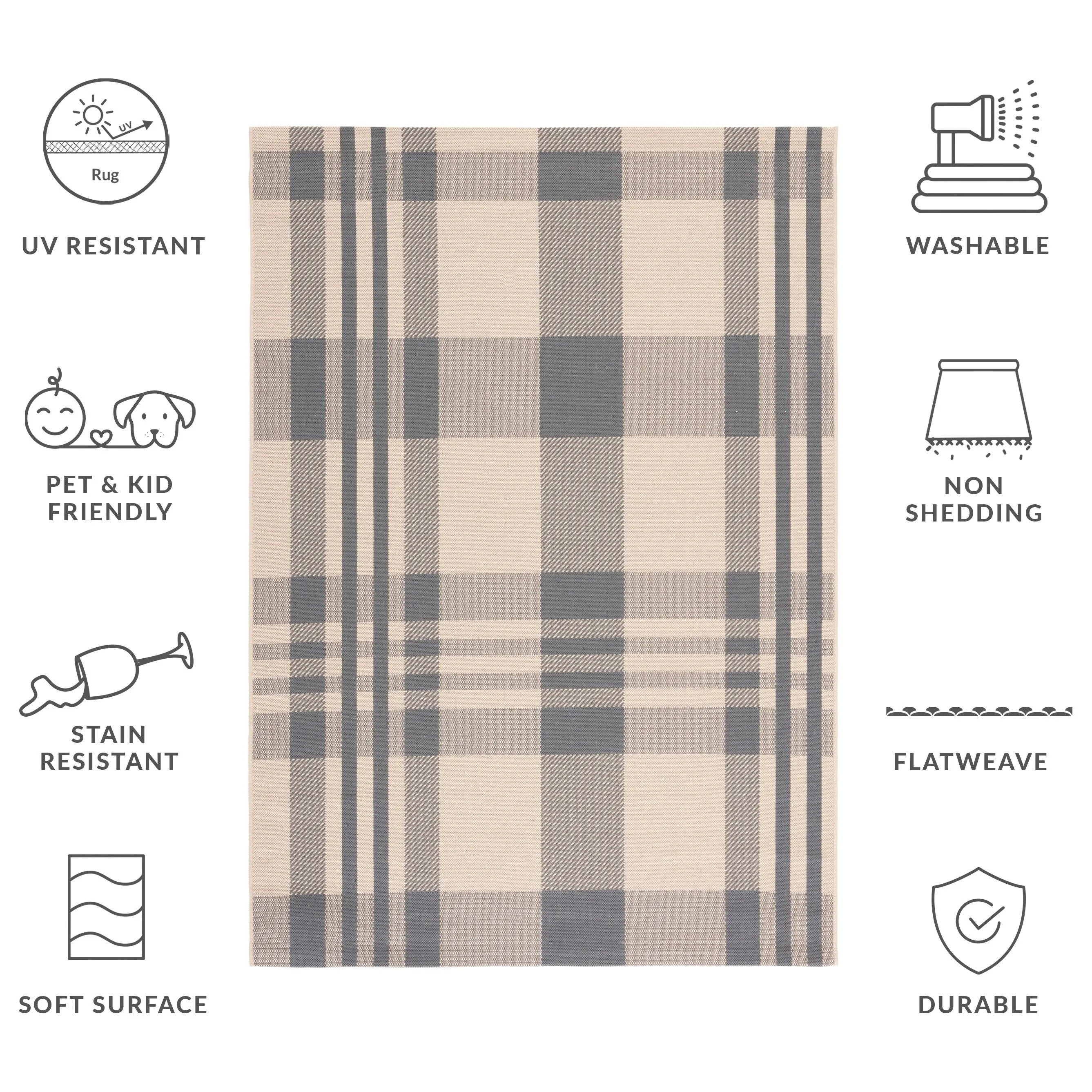 SAFAVIEH Courtyard Oriole Plaid Indoor/ Outdoor Waterproof Patio Backyard.
