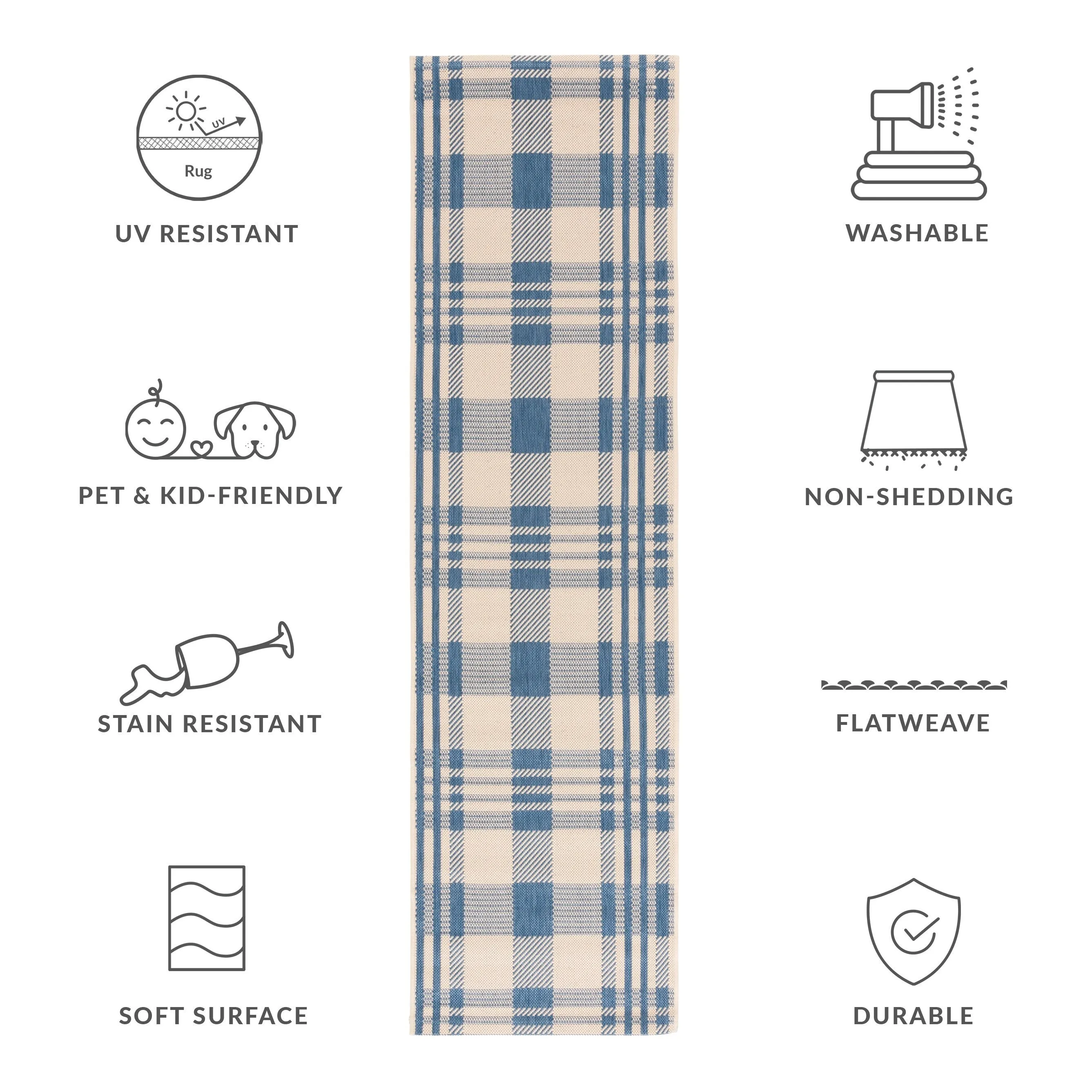SAFAVIEH Courtyard Oriole Plaid Indoor/ Outdoor Waterproof Patio Backyard.