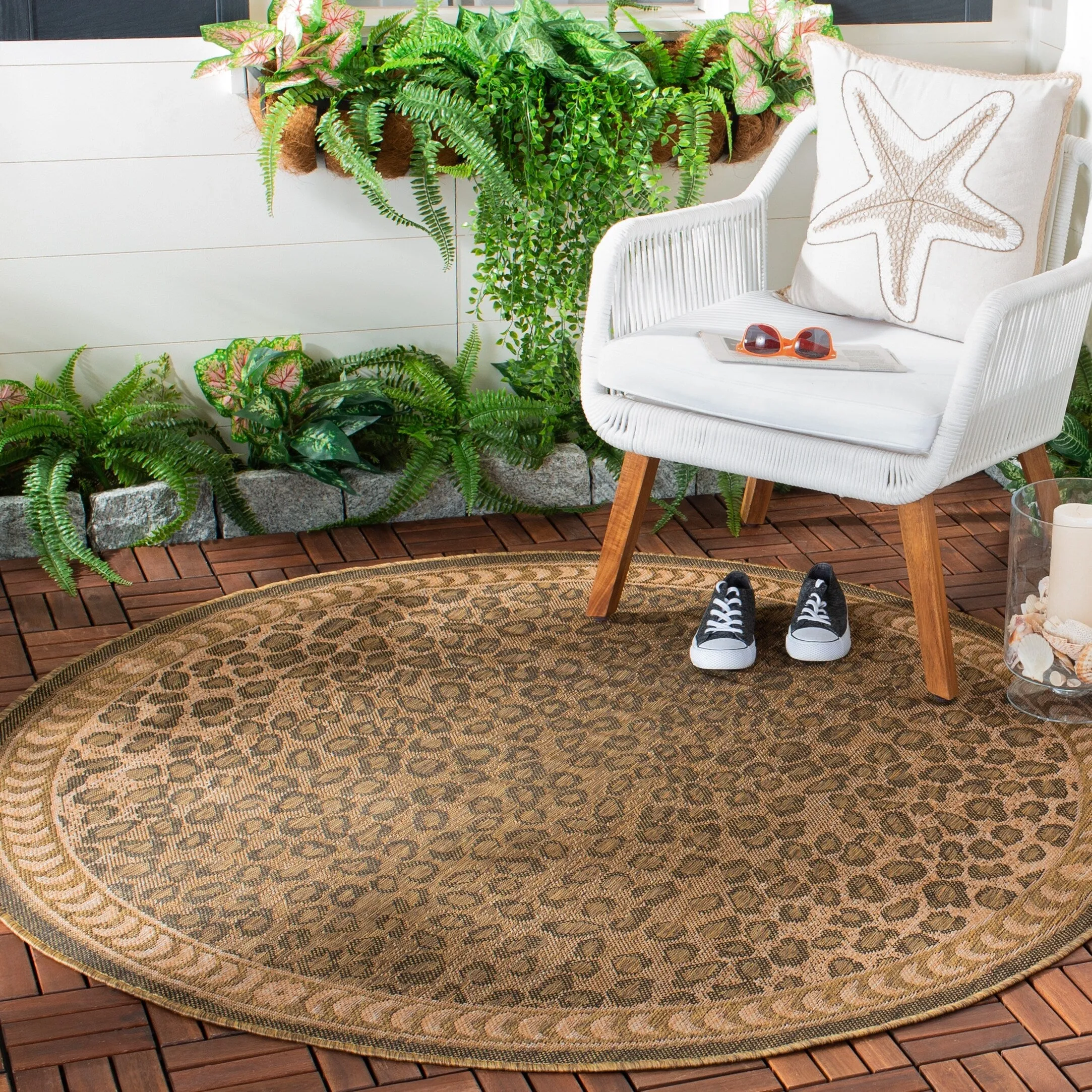 SAFAVIEH Courtyard Sanyi Indoor/ Outdoor Waterproof Patio Backyard Rug