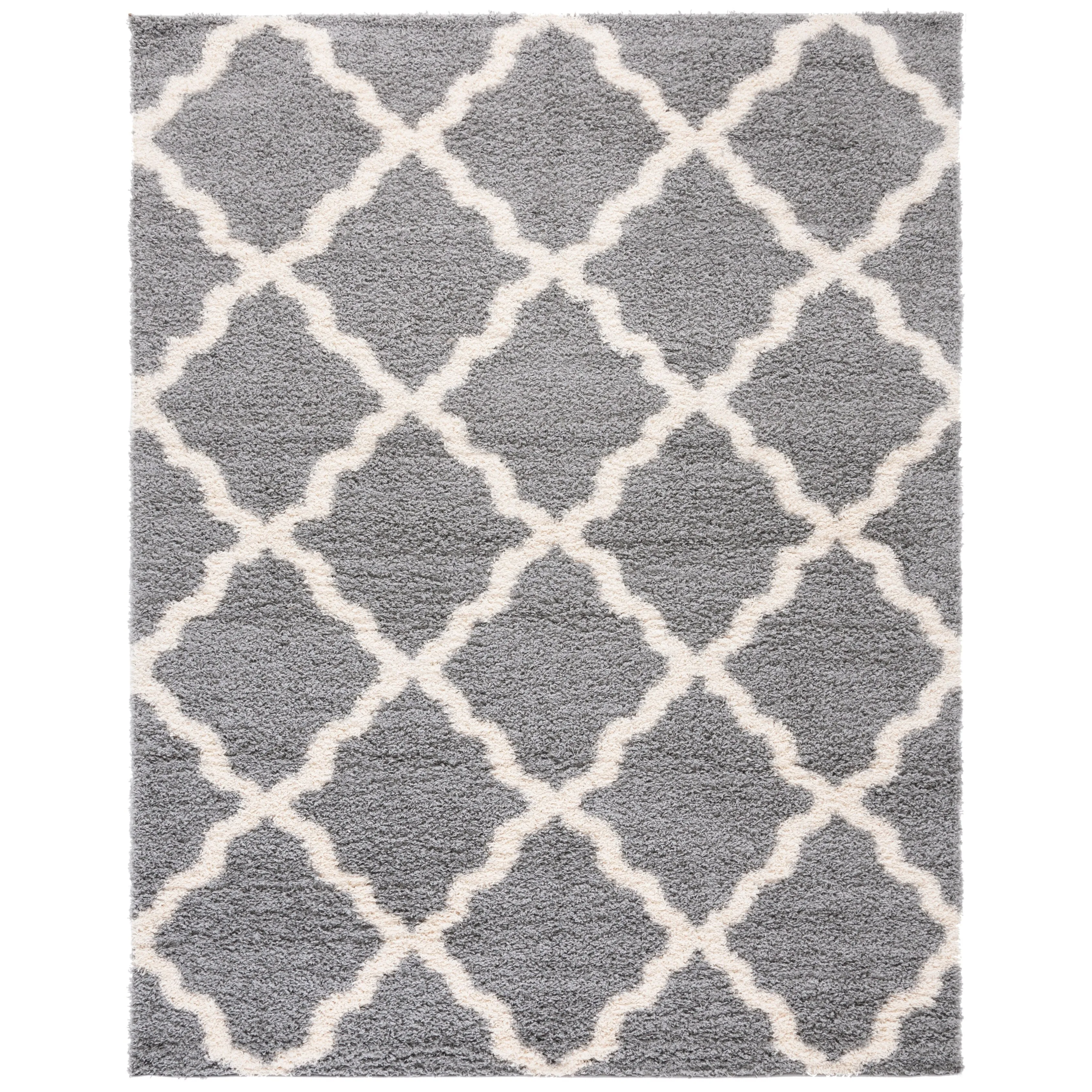 SAFAVIEH Dallas Shag Giusy Trellis 1.5-inch Thick Rug - Grey/Ivory - 10' x 14'