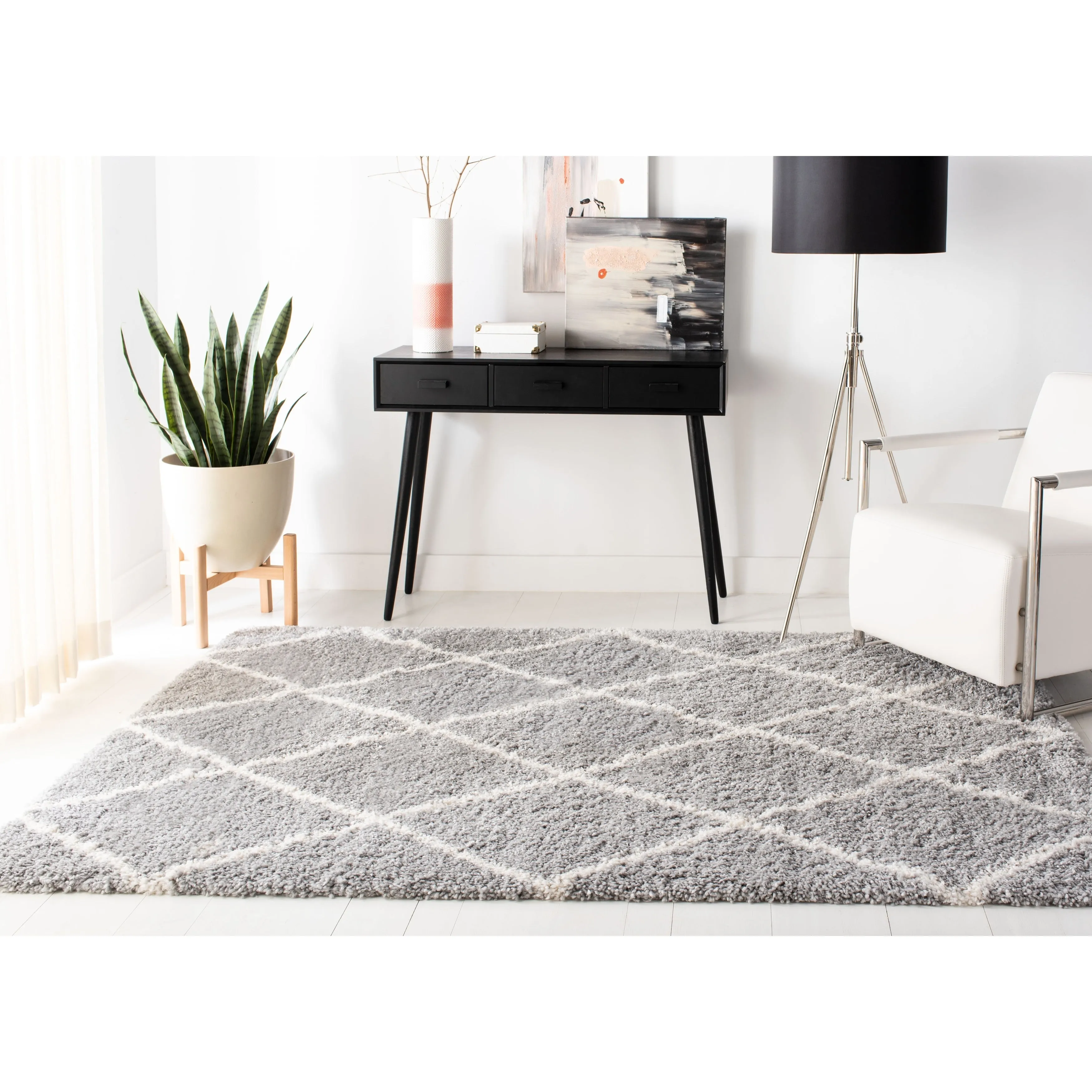 SAFAVIEH Fontana Shag Gurli Trellis 2-inch Thick Rug