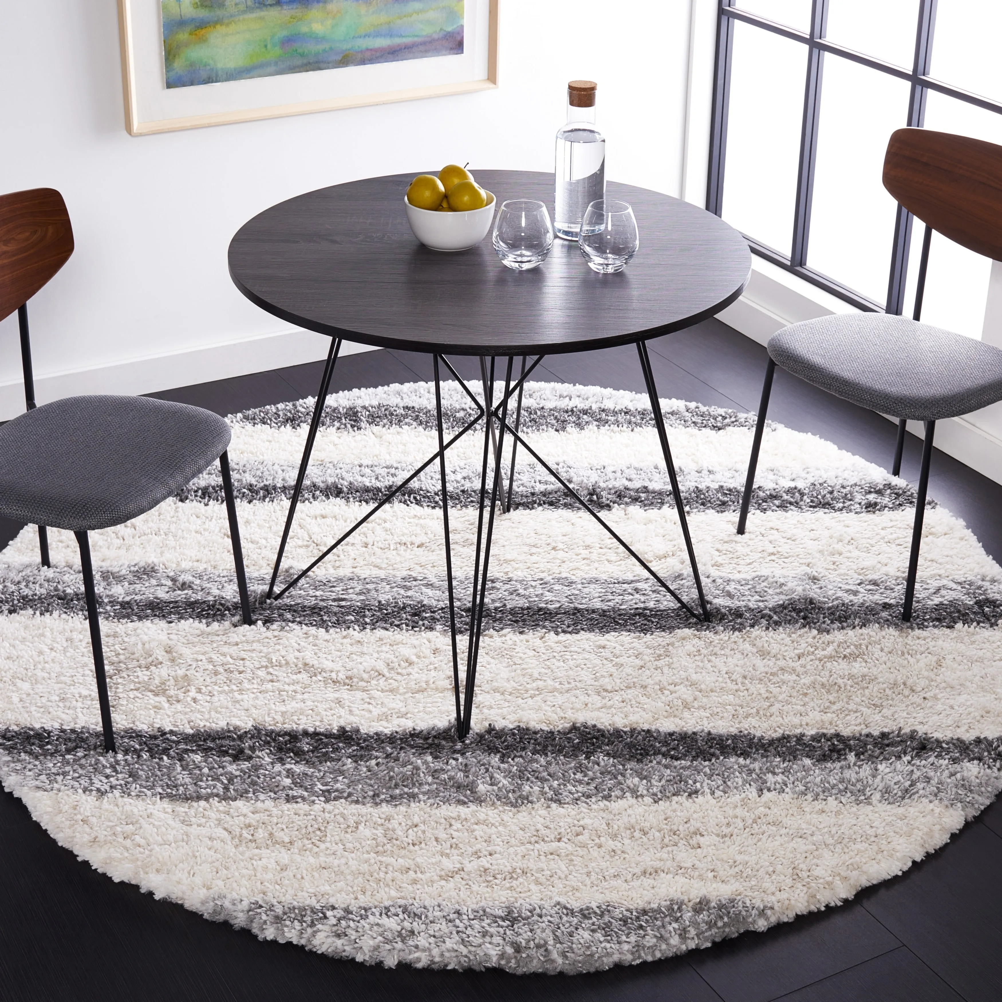 SAFAVIEH Fontana Shag Mariosa Modern Stripe 2-inch Thick Rug