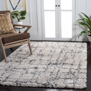 SAFAVIEH Fontana Shag Rosaleen Modern Abstract 2-inch Thick Rug - Ivory/Grey - 5' 3 x 7' 6