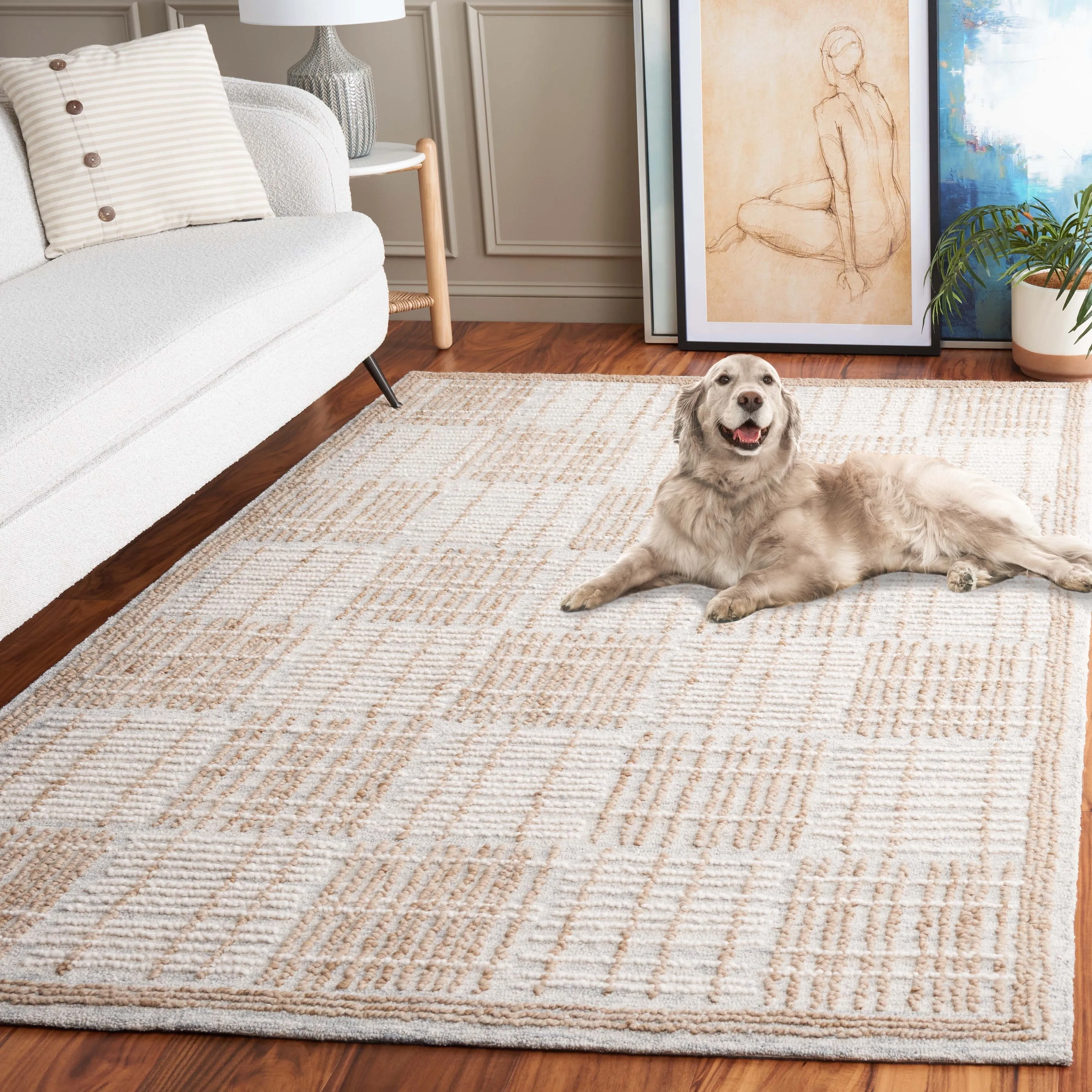 SAFAVIEH Handmade Abstract Anoek Checkered Wool Rug