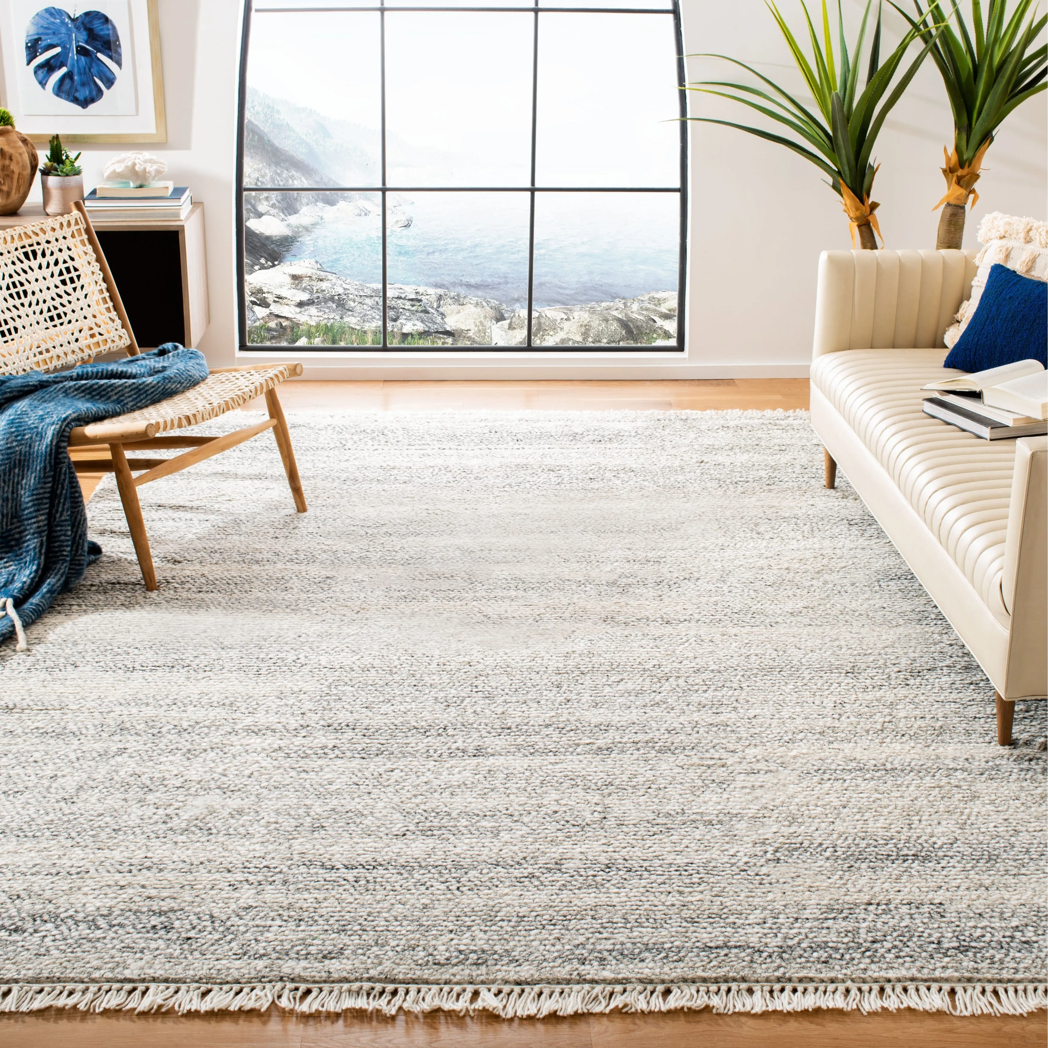 SAFAVIEH Handmade Casablanca Shag Ajshe Aqua Wool Rug