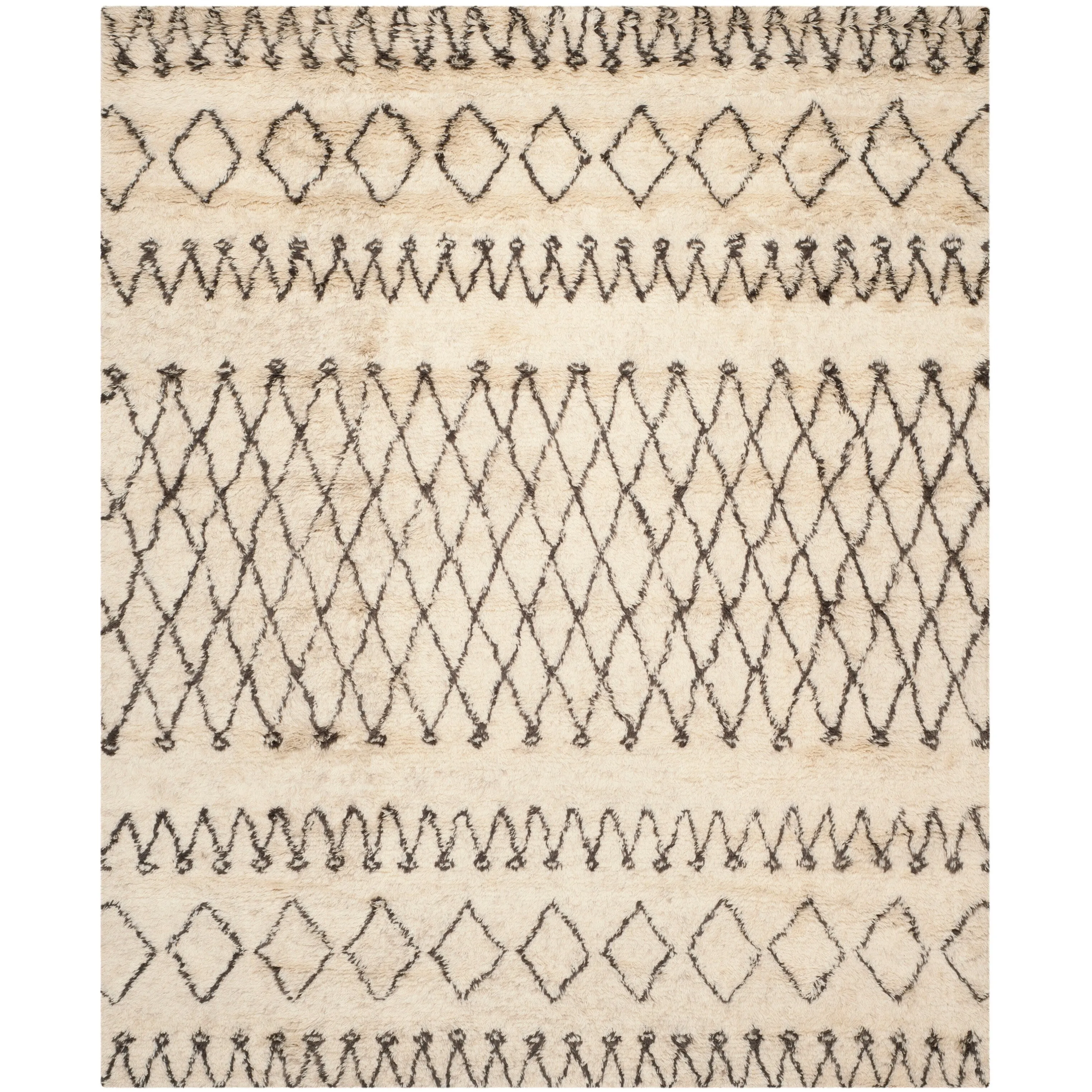 SAFAVIEH Handmade Casablanca Shag Intisar Tribal Wool 1.25-inch Thick