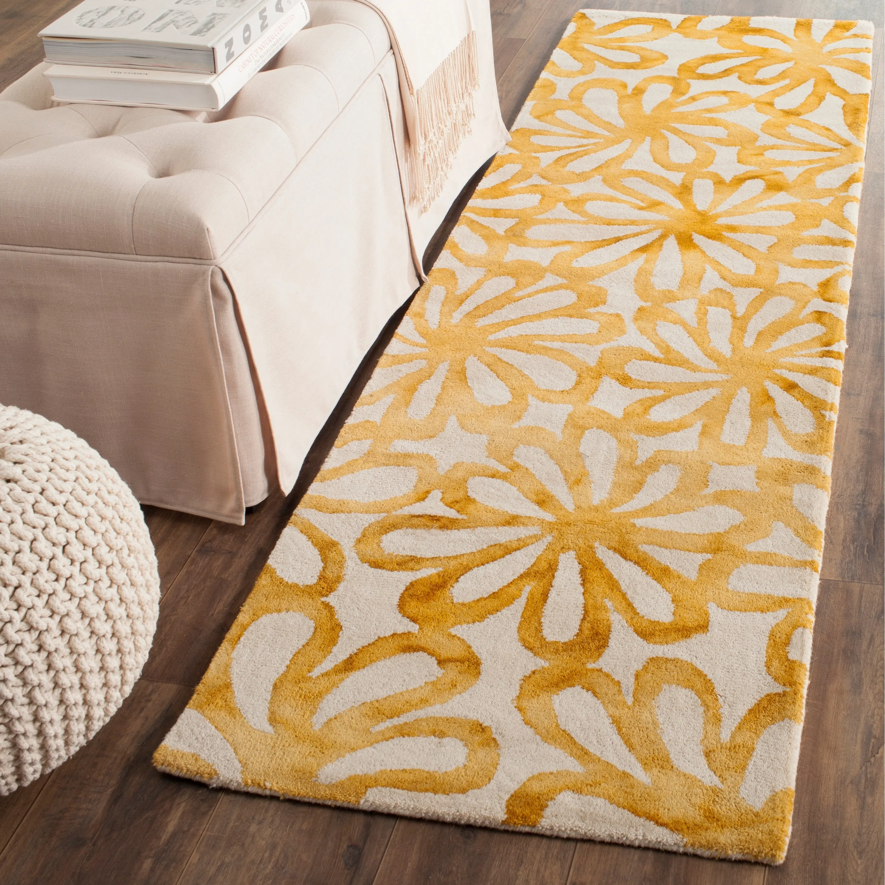 SAFAVIEH Handmade Dip Dye Maze Floral Watercolor Wool Rug