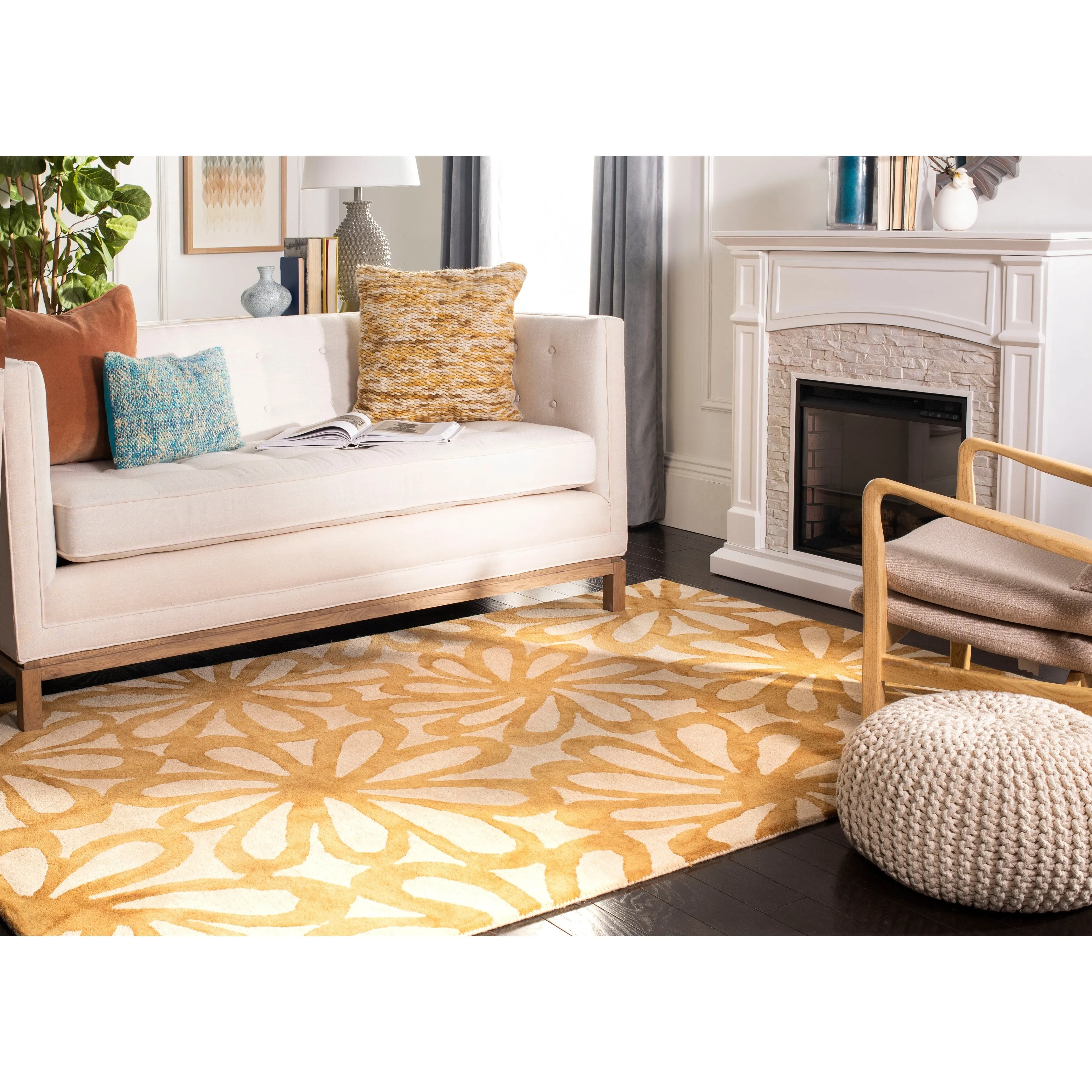 SAFAVIEH Handmade Dip Dye Maze Floral Watercolor Wool Rug