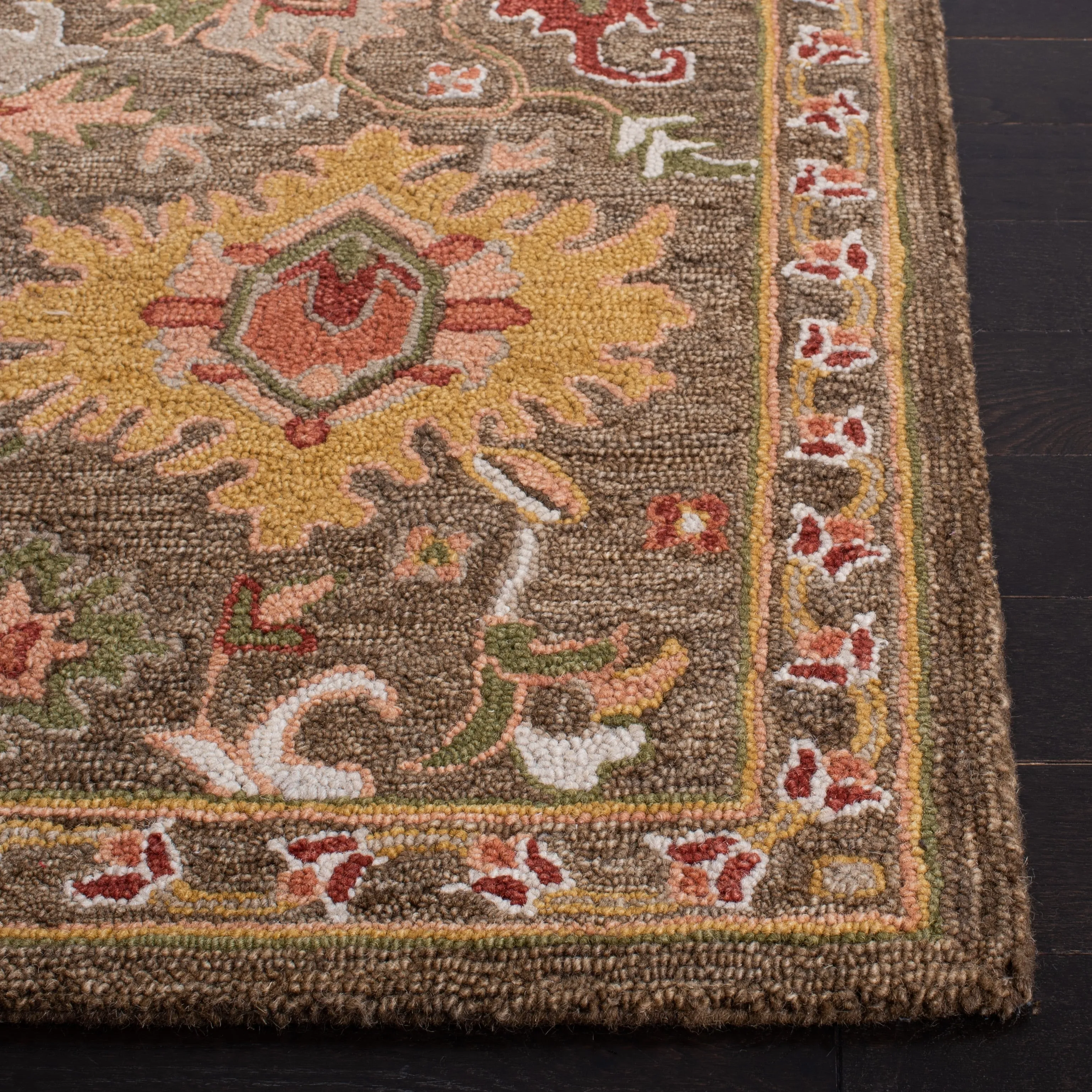 SAFAVIEH Handmade Heritage Chrysanthemum Traditional Wool Rug