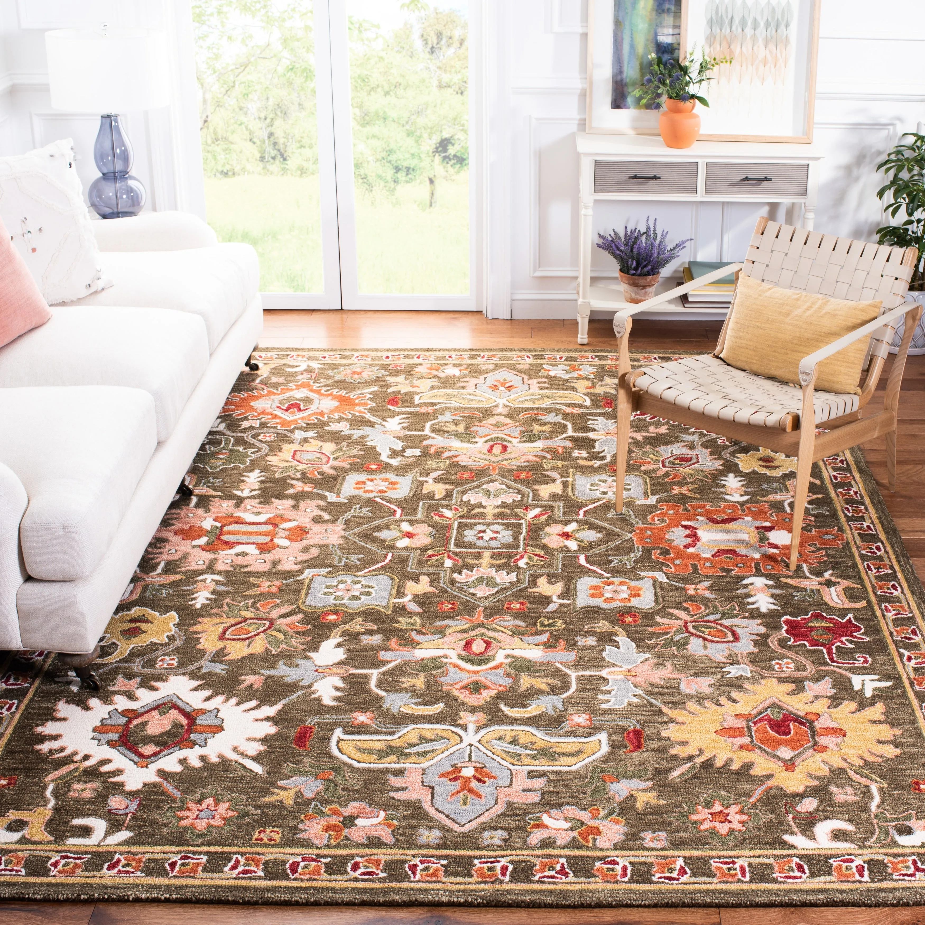 SAFAVIEH Handmade Heritage Chrysanthemum Traditional Wool Rug