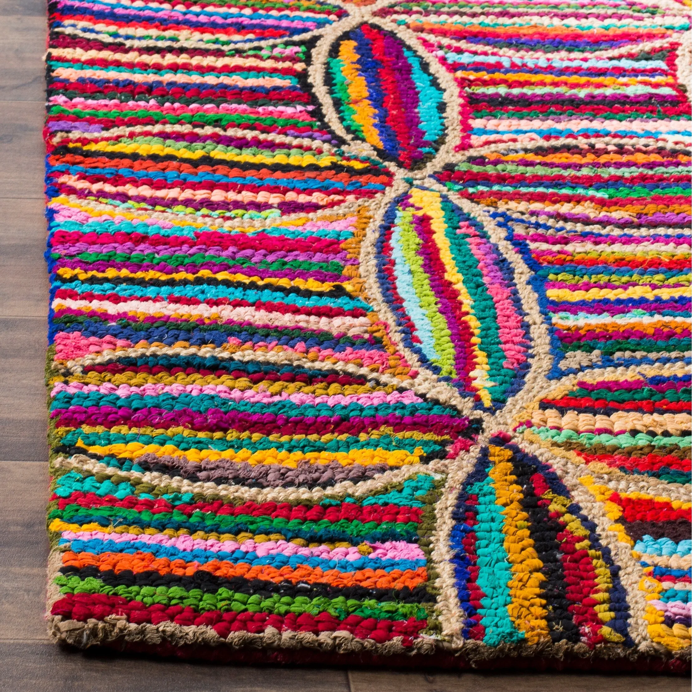 SAFAVIEH Handmade Nantucket Balda Contemporary Cotton Rug - Multi - 2' 3 x 8'