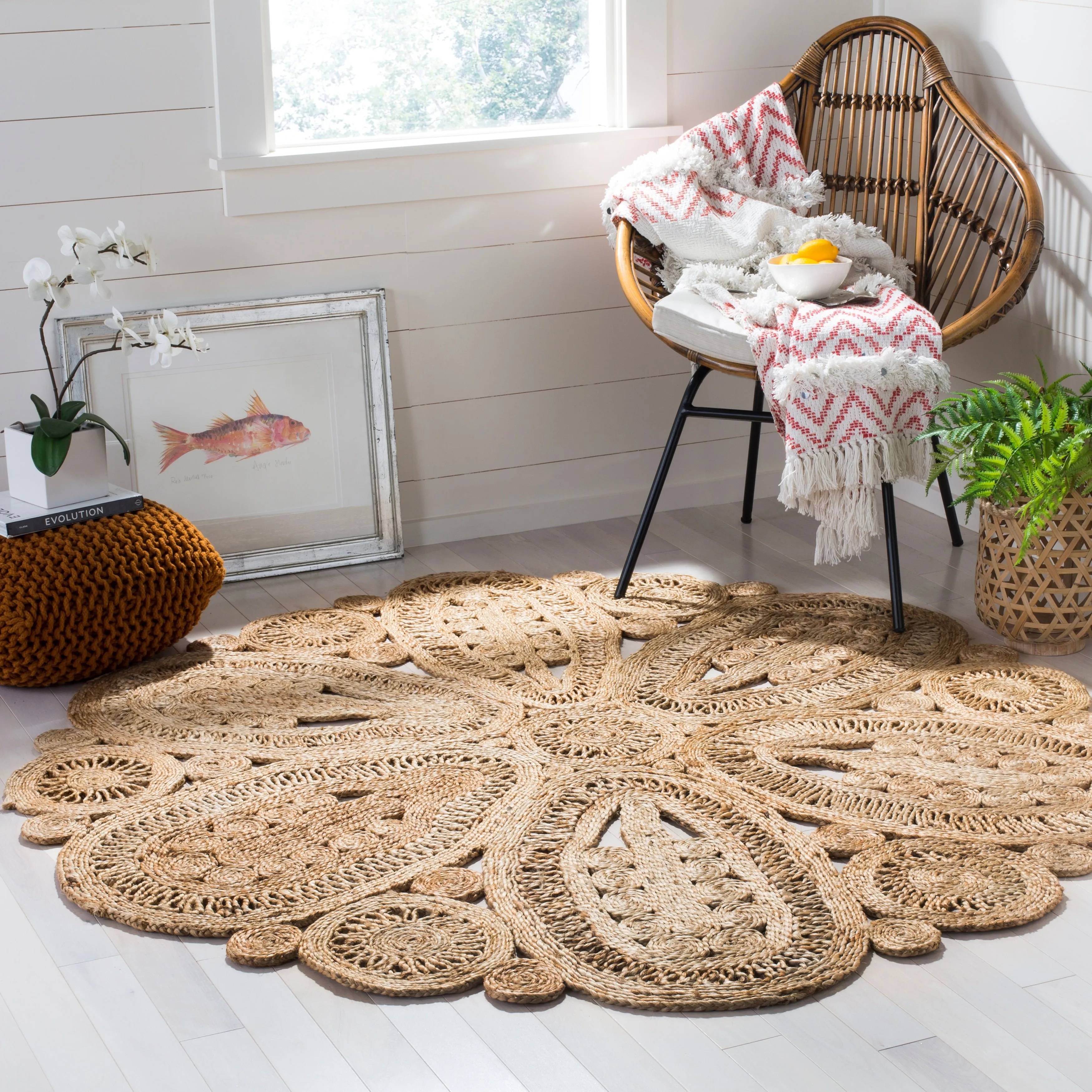 SAFAVIEH. Handmade Natural Fiber Audrina Floral Jute Rug