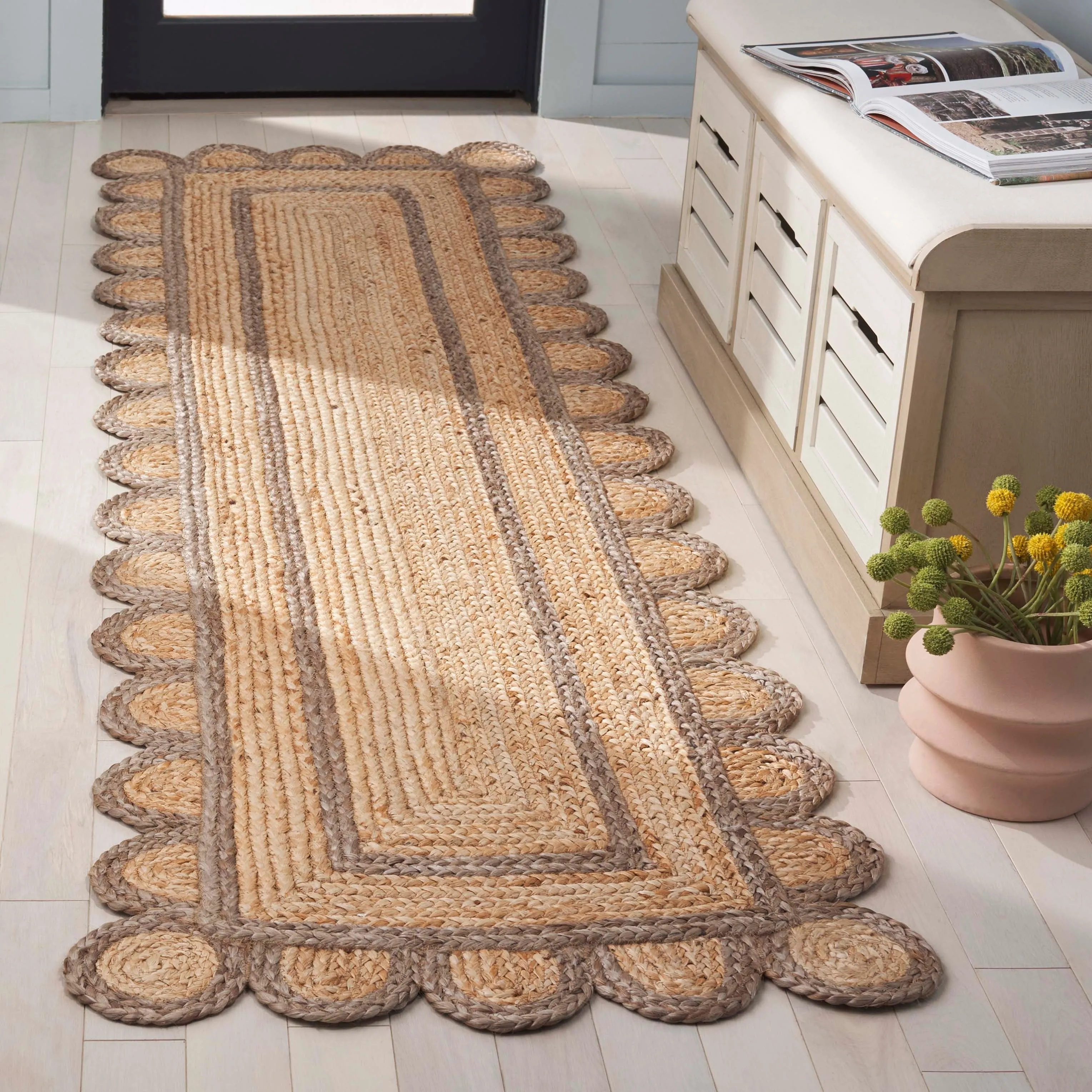 SAFAVIEH Handmade Natural Fiber Calcedonia Border Pattern Jute Rug