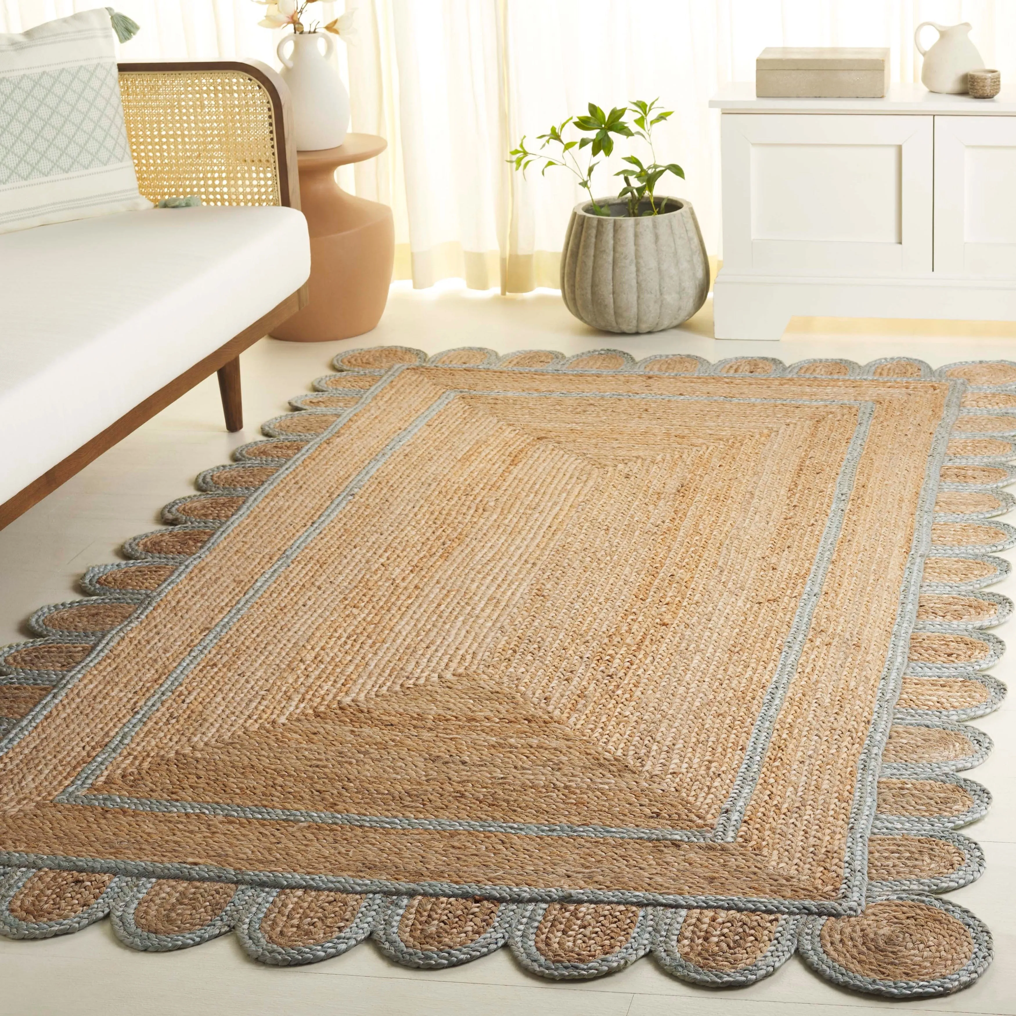 SAFAVIEH Handmade Natural Fiber Calcedonia Border Pattern Jute Rug