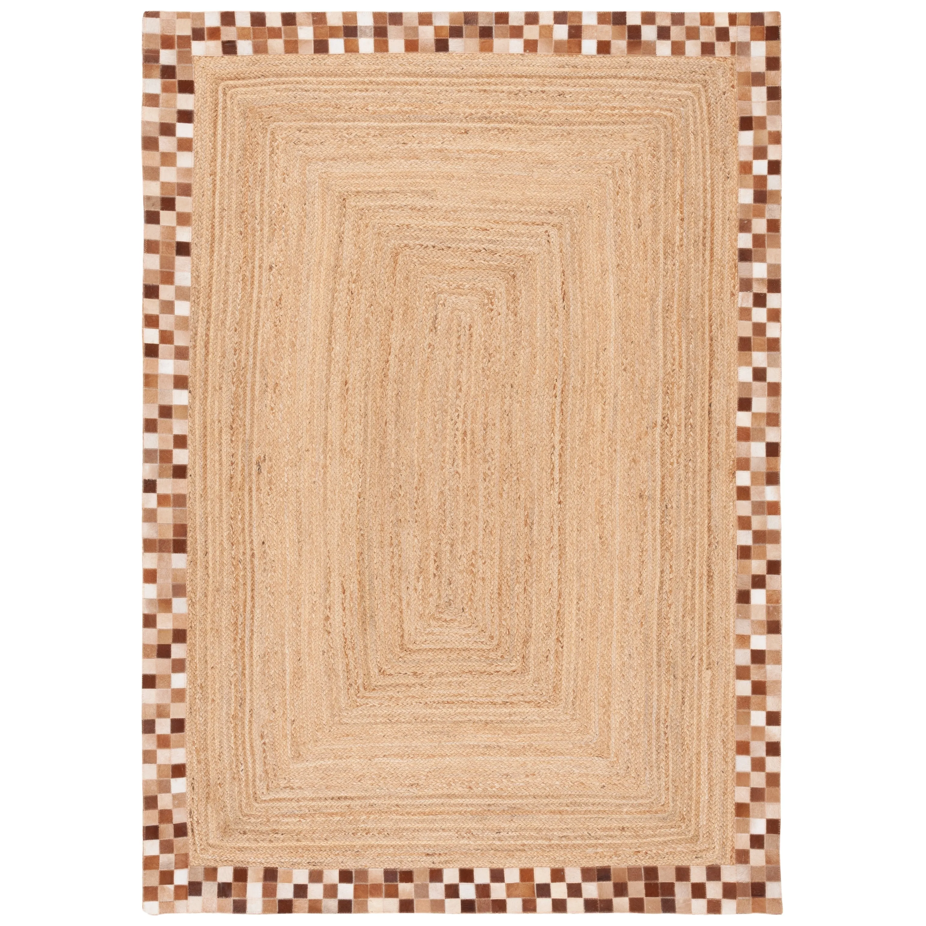 SAFAVIEH Handmade Natural Fiber Maleah Farmhouse Cowhide Leather Rug